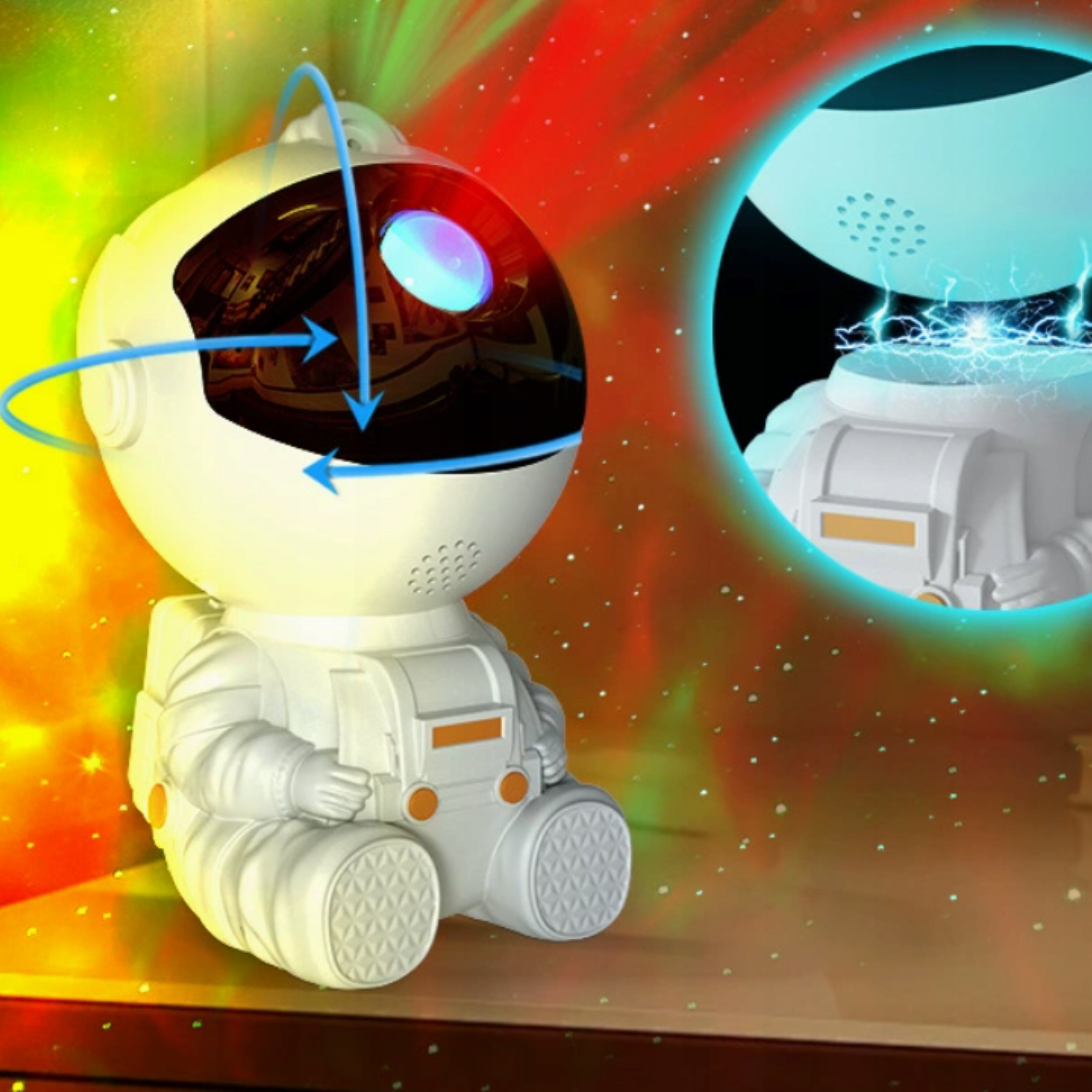 PROJEKTOR GWIAZD Astronauta LAMPKA NOCNA LED dla dzieci RZUTNIK NIEBA PILOT