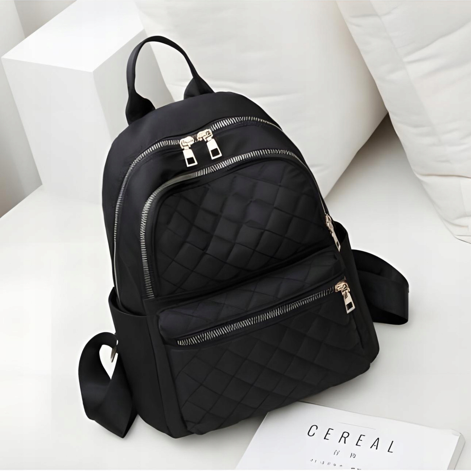 POJEMNY Plecak damski miejski EKOSKÓRA szkolny A4 torba lekki 4 KIESZENIE