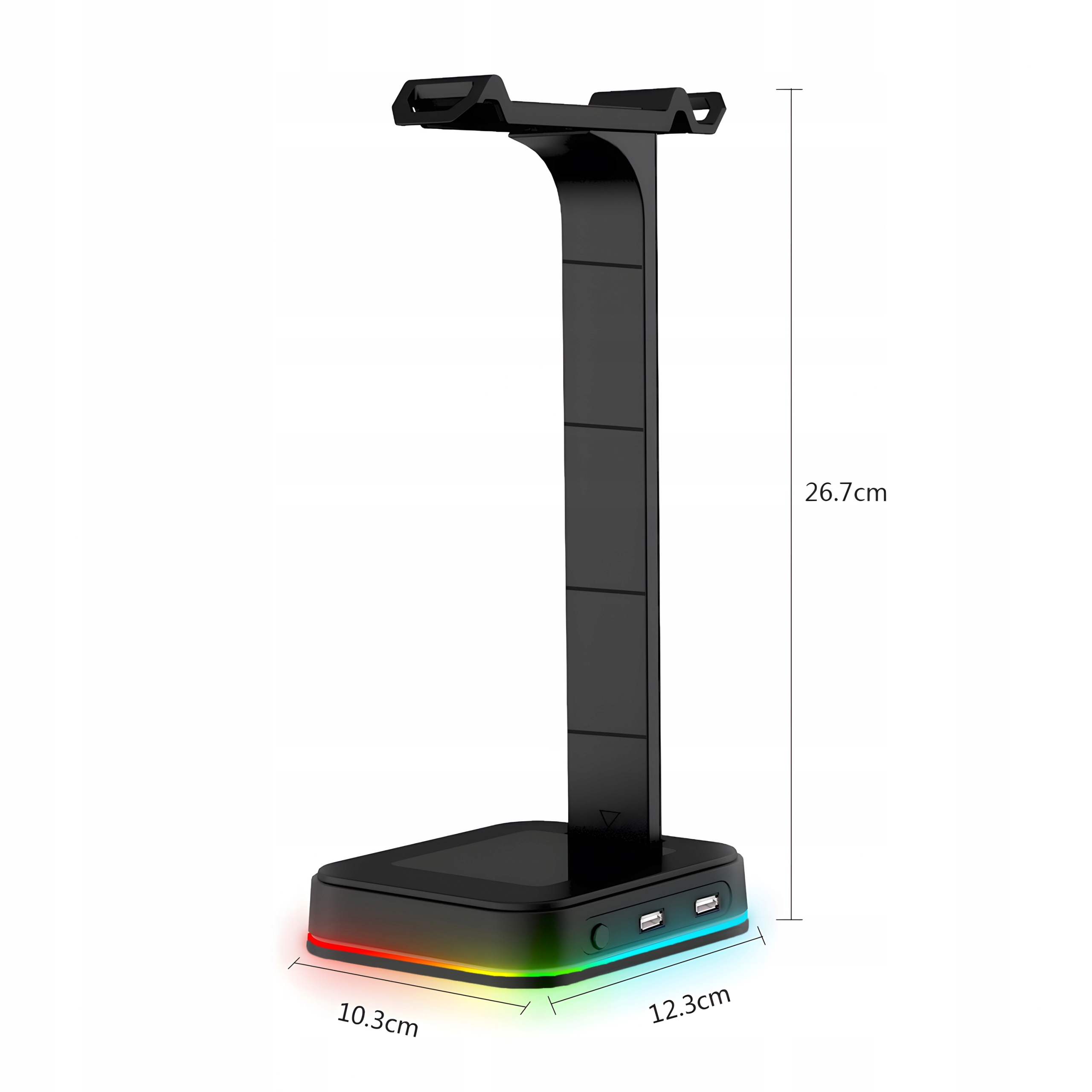 STOJAK STATYW UCHWYT NA SŁUCHAWKI GAMINGOWY PODOŚWIETLENIE RGB HUB + 2X USB