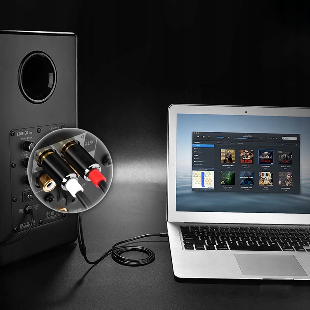 Kabel RETOO 3,5 mm minijack (3,5 mm) - 2x RCA (cinch) 1,5 m