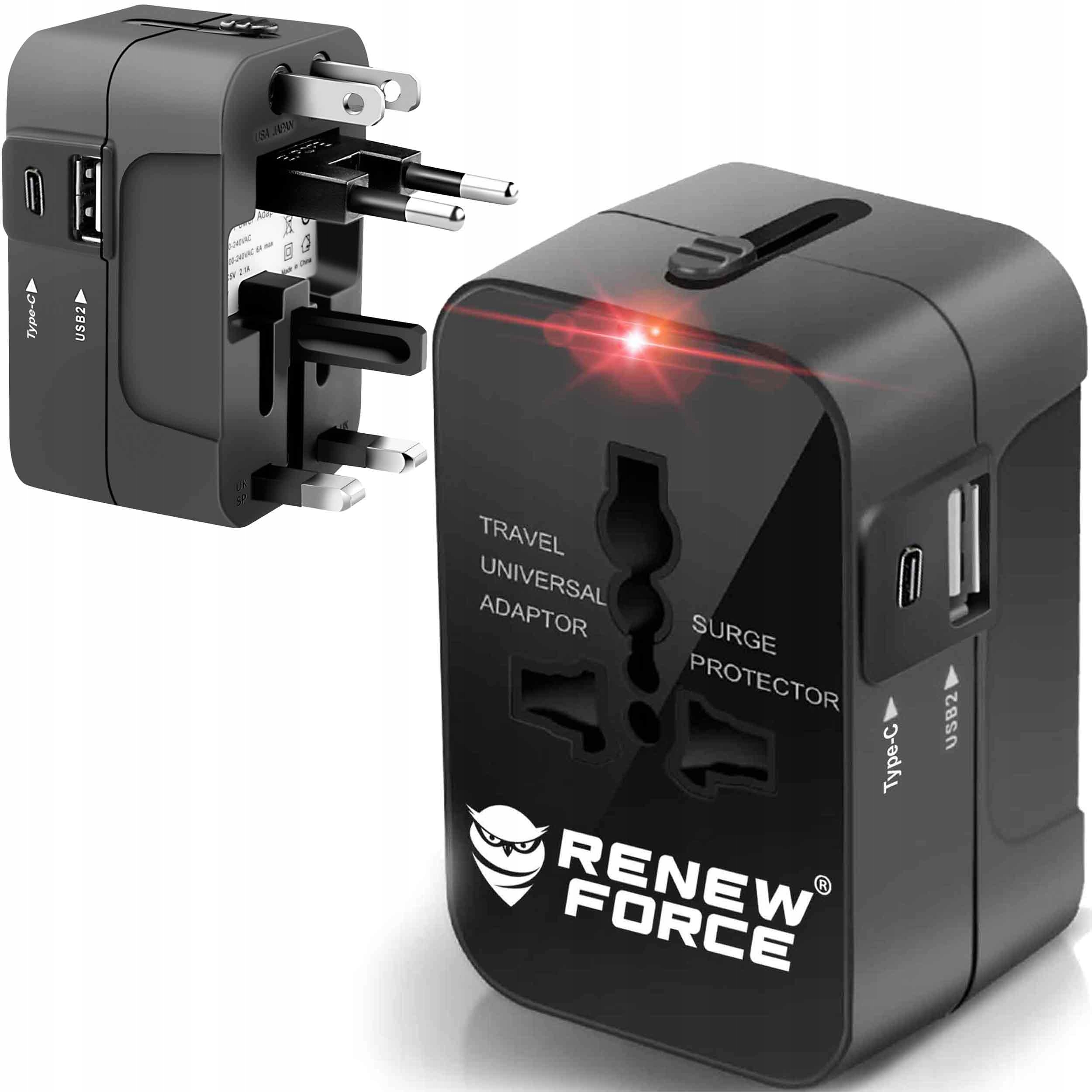 Uniwersalna Przejściówka ADAPTER Gniazda USA UK EU AUST Ładowarka USB ŚWIAT