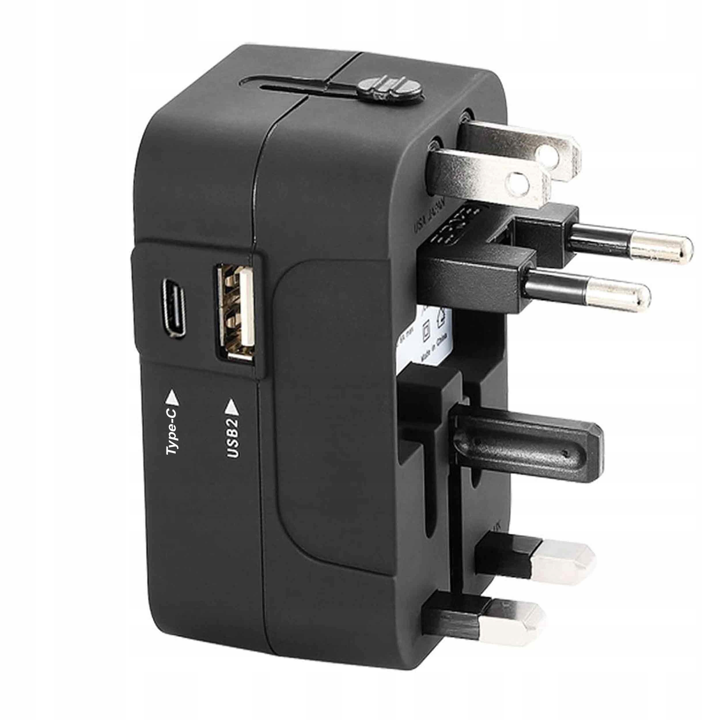 Uniwersalna Przejściówka ADAPTER Gniazda USA UK EU AUST Ładowarka USB ŚWIAT