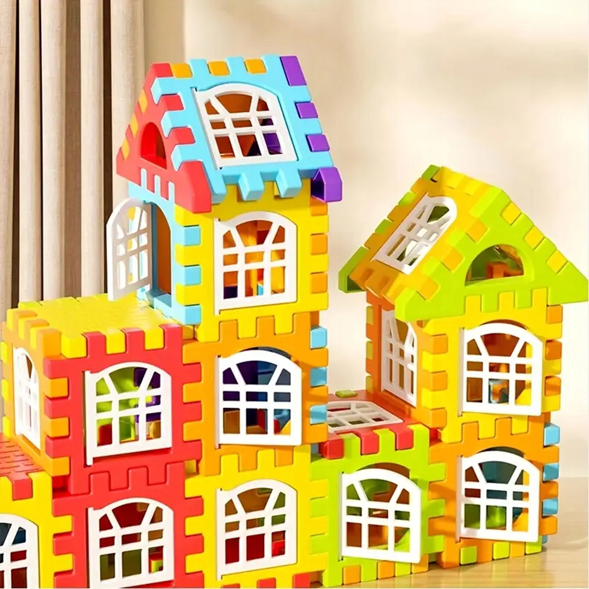 KLOCKI KONSTRUKCYJNE BUDOWLANE WAFLE 100 ELEMENTÓW DO BUDOWANIA DLA DZIECI