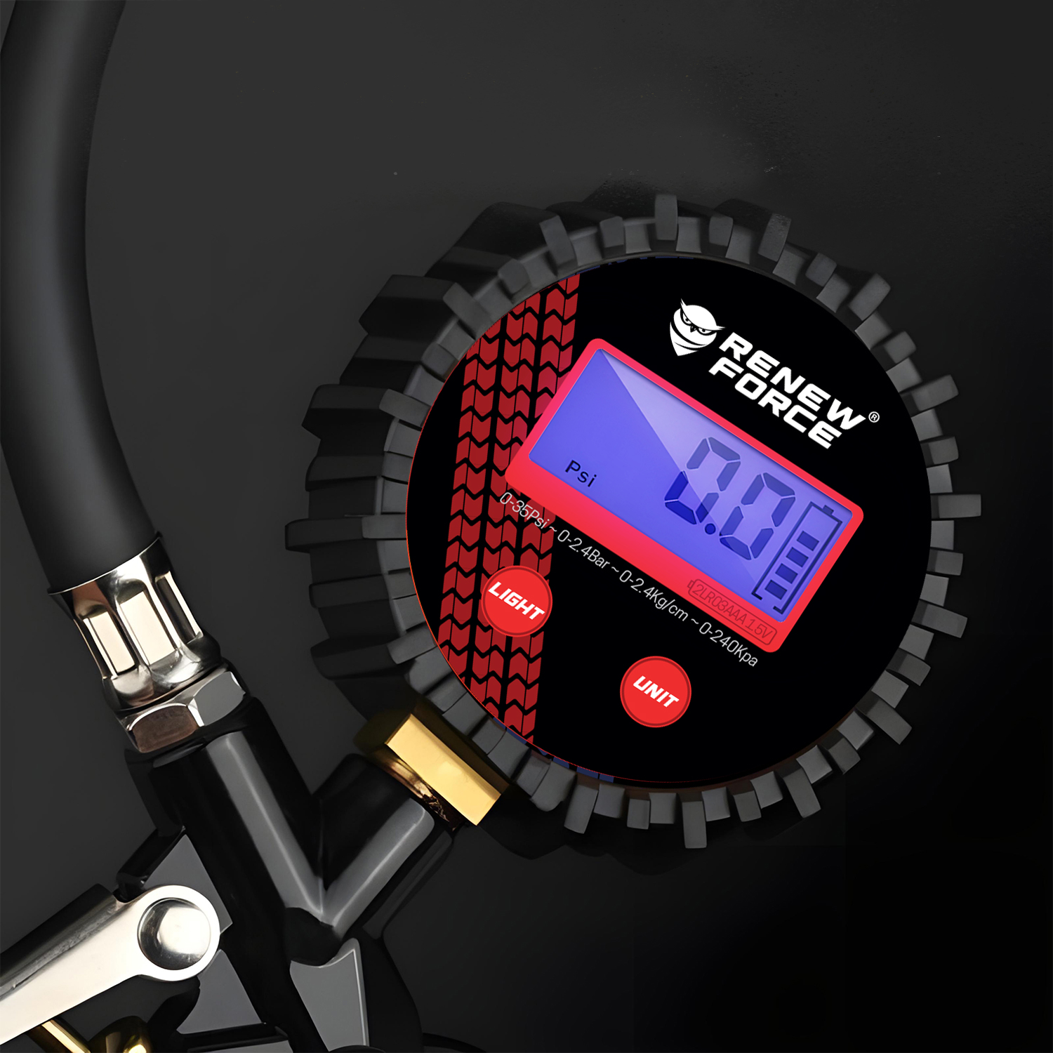 PISTOLET DO POMPOWANIA KÓŁ Z CYFROWYM MANOMETREM 18 BAR DOKŁADNOŚĆ 0,01 BAR