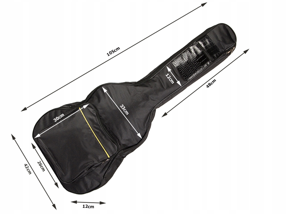 POKROWIEC NA GITARĘ KLASYCZNĄ AKUSTYCZNĄ Z KIESZENIAMI SZELKI UCHWYT GITARA