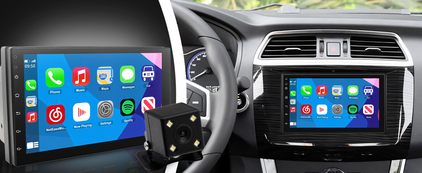 RADIO SAMOCHODOWE ANDROID 7" GPS WIFI CARPLAY APPLE CAR + KAMERA COFANIA