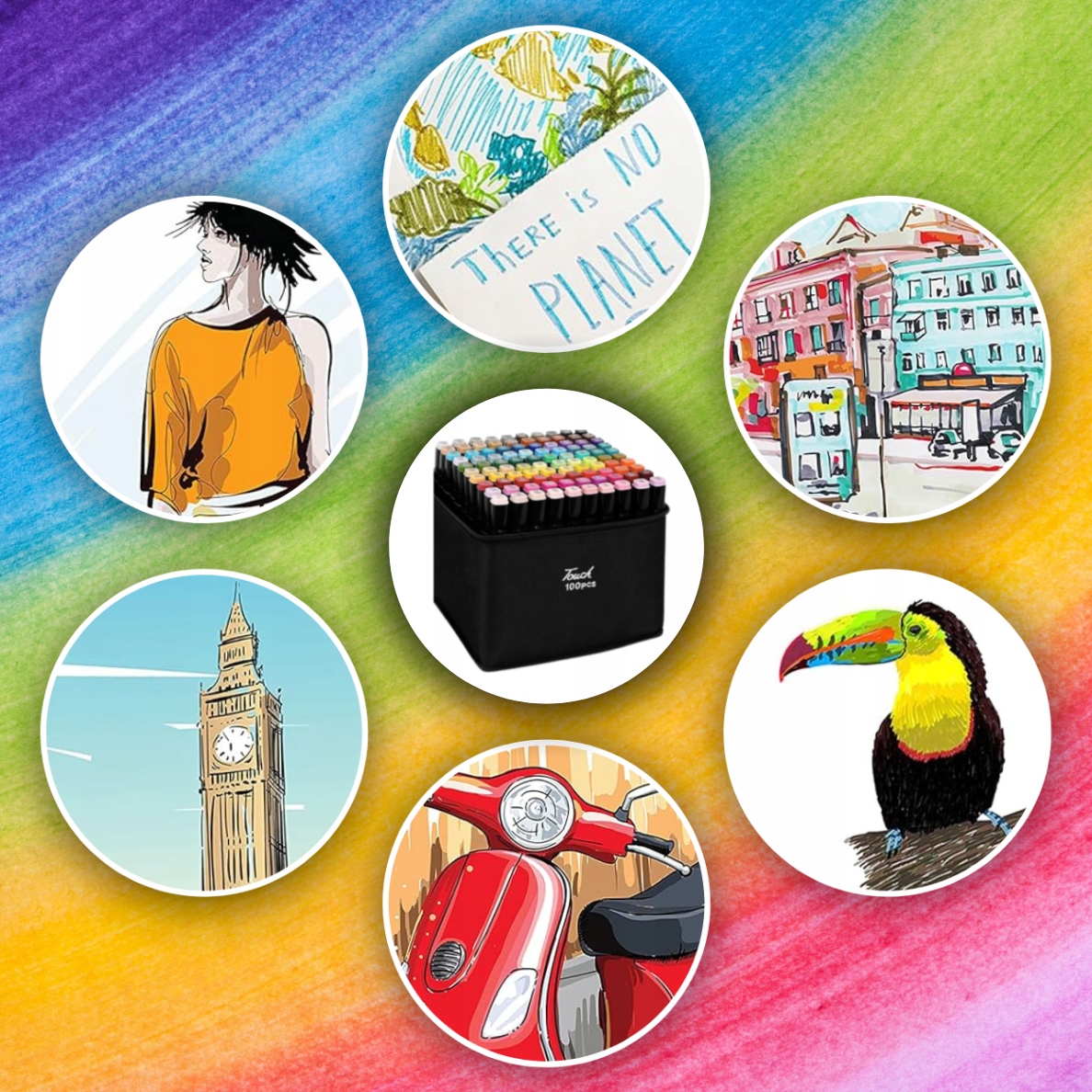 MARKERY ALKOHOLOWE 100 SZT Flamastry Mazaki Pisaki Dwustronne Pro + TORBA