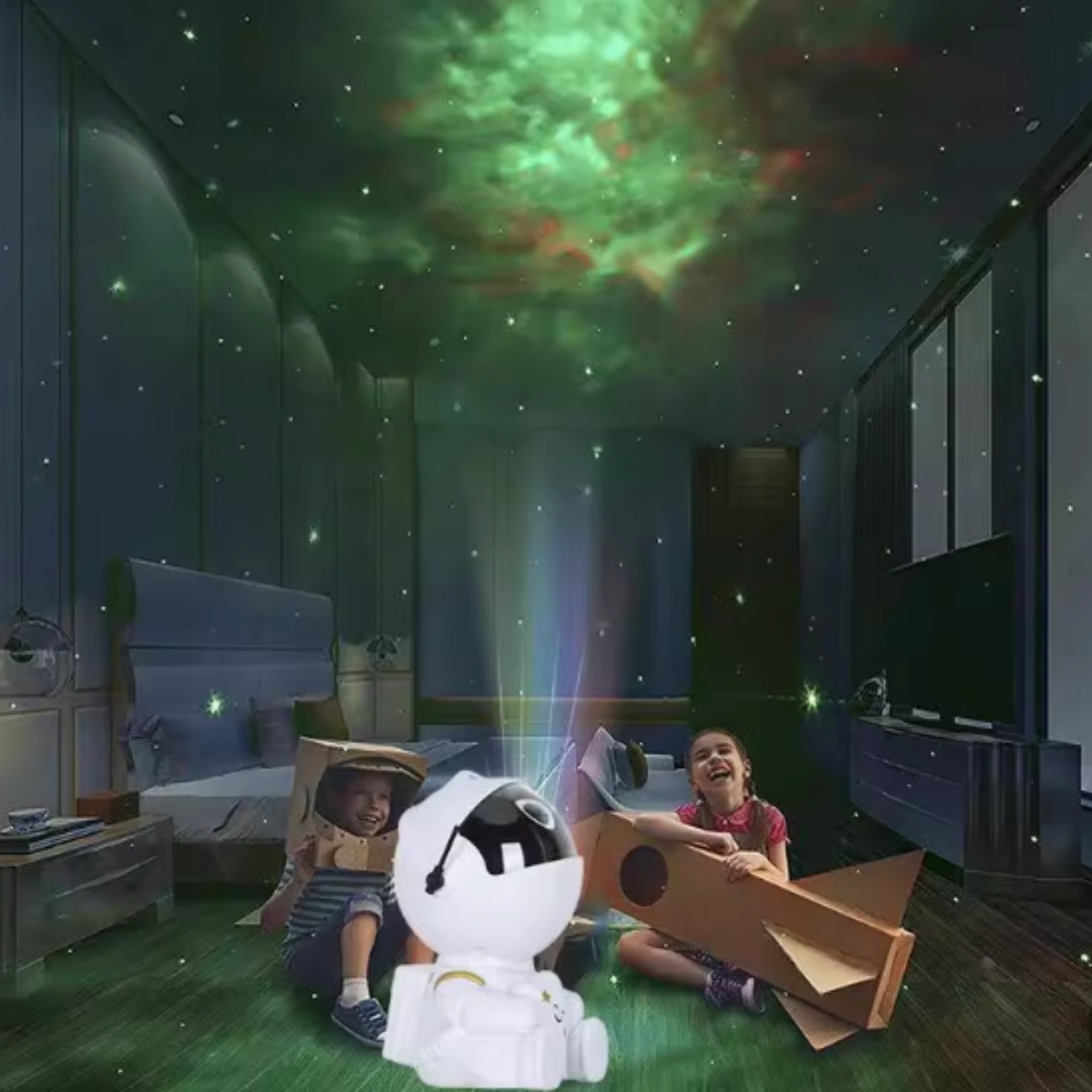 PROJEKTOR GWIAZD Astronauta LAMPKA NOCNA LED dla dzieci RZUTNIK NIEBA PILOT