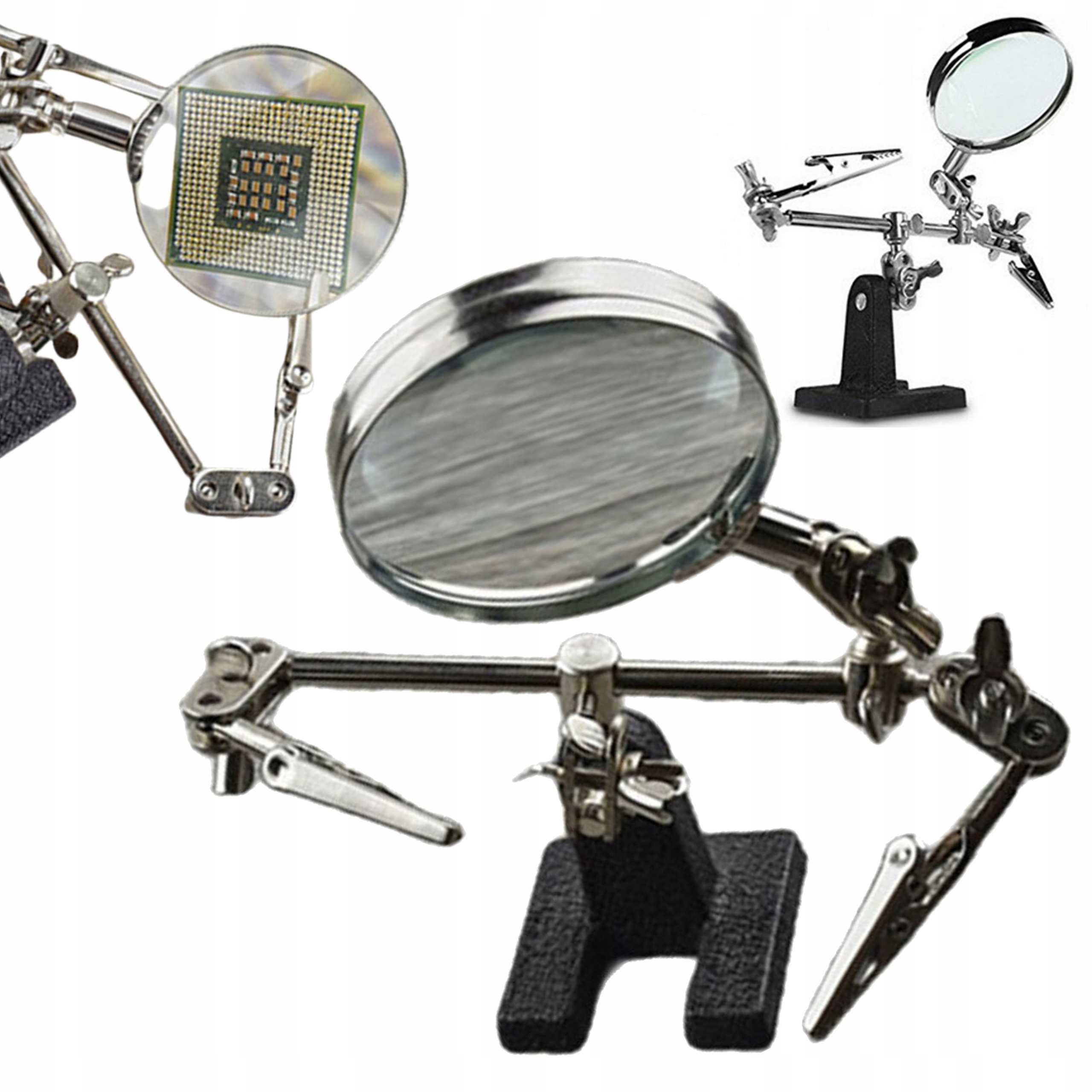 ZESTAW DO LUTOWANIA TRZECIA RĘKA UCHWYT LUPA UCHWYT DO NAPRAWY BIŻUTERII