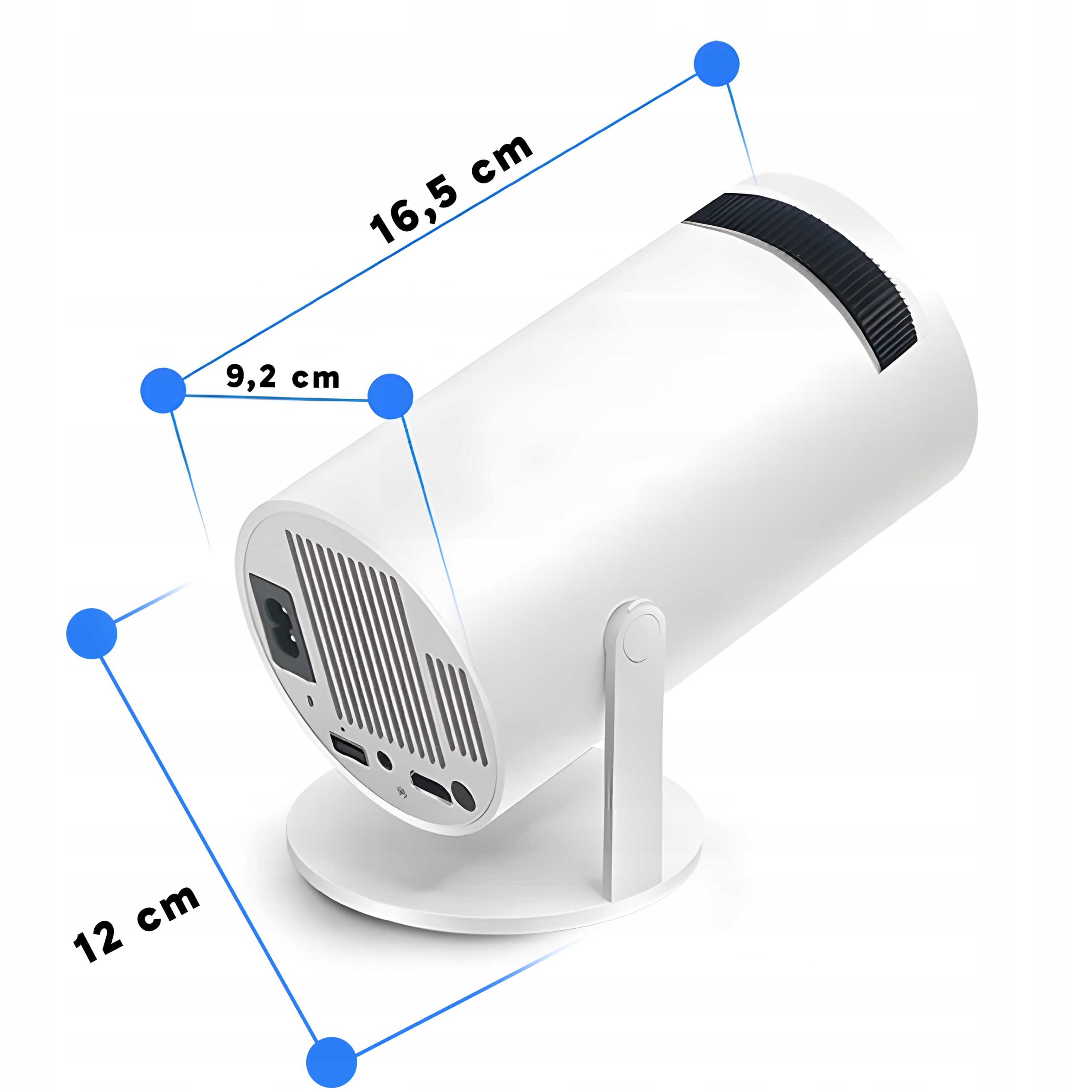 PROJEKTOR RZUTNIK WIFI ANDROID PRZENOŚNY OBROTOWY SMART 4K GŁOŚNIK BT 5.0