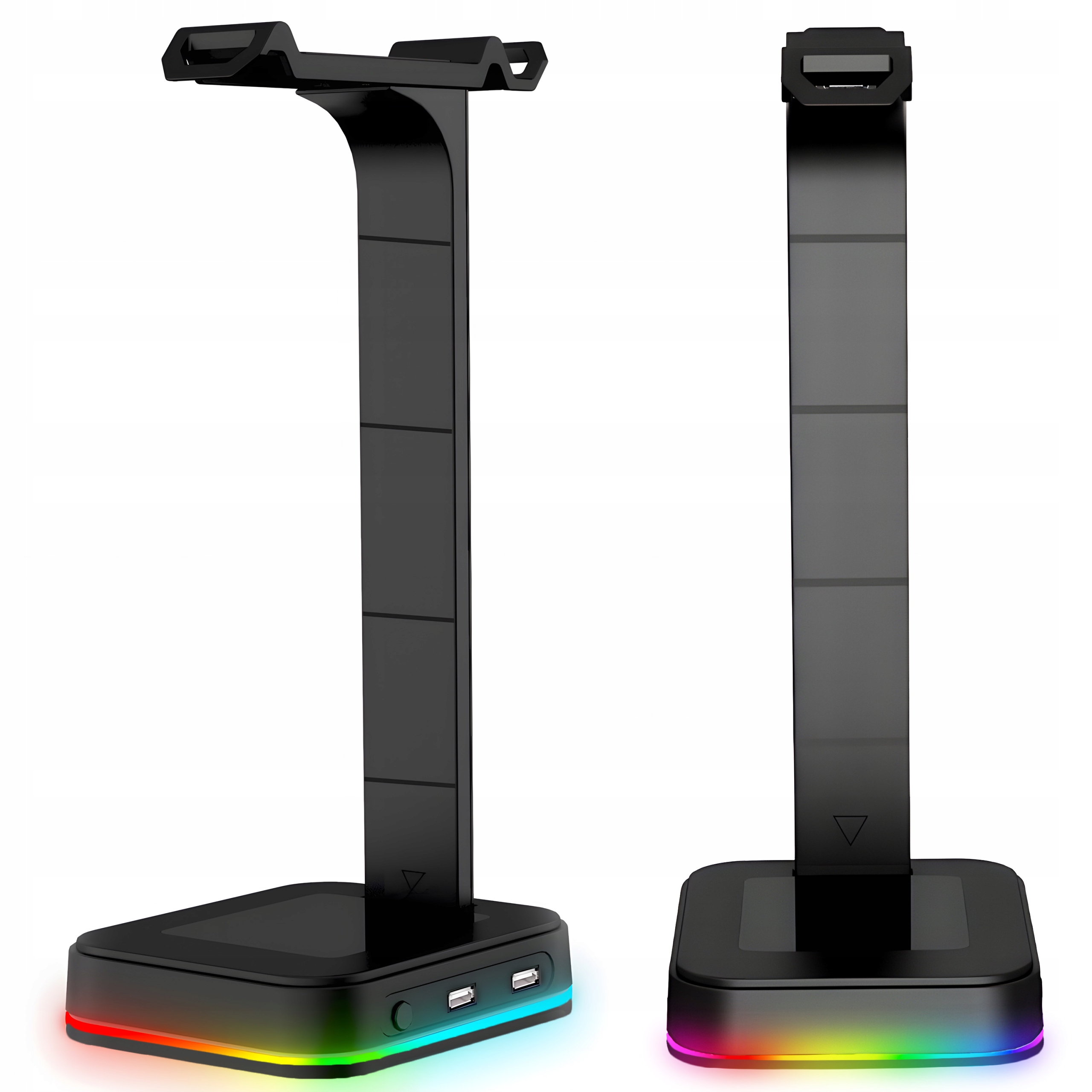 STOJAK STATYW UCHWYT NA SŁUCHAWKI GAMINGOWY PODOŚWIETLENIE RGB HUB + 2X USB