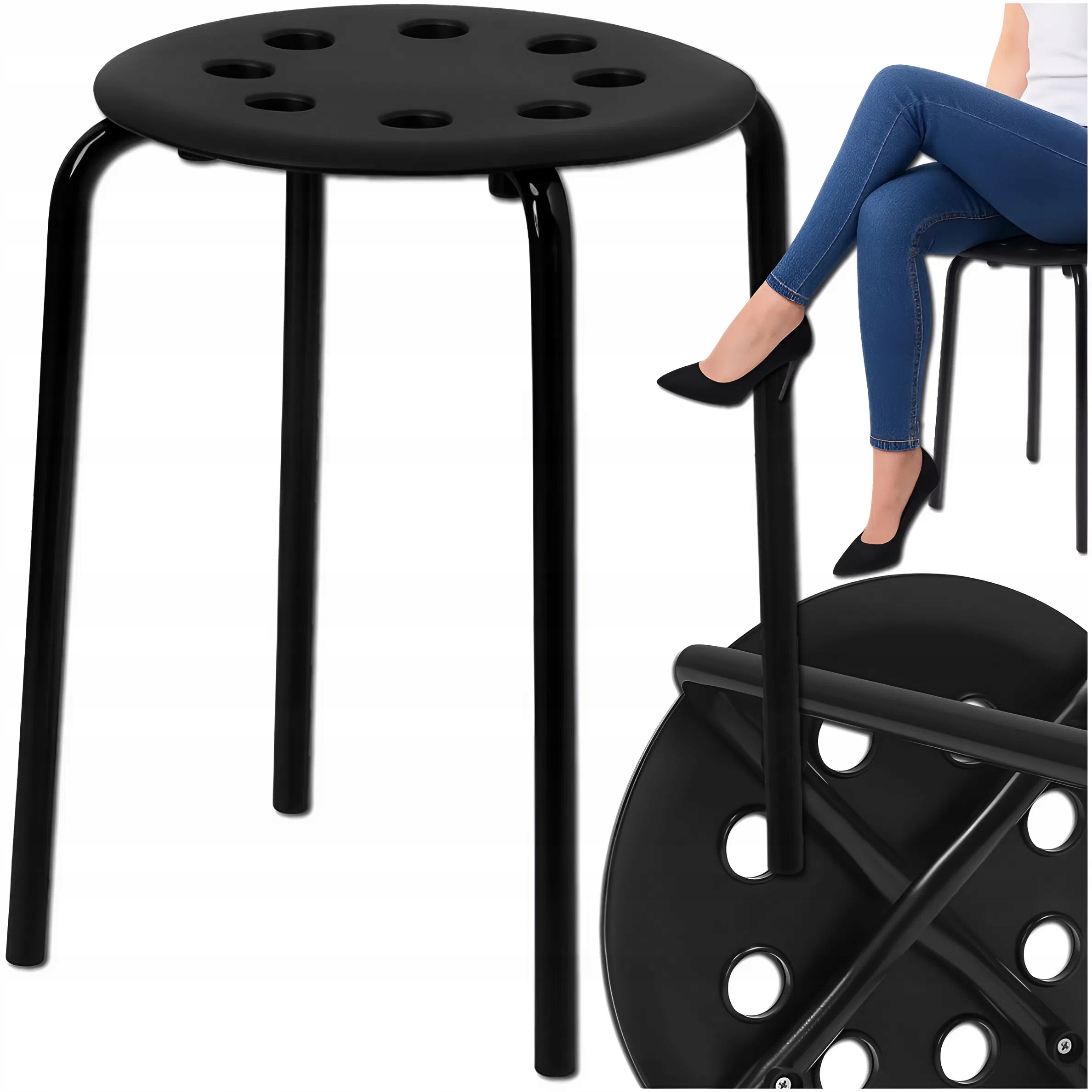 Taboret MEMFLOW czarny 45 cm