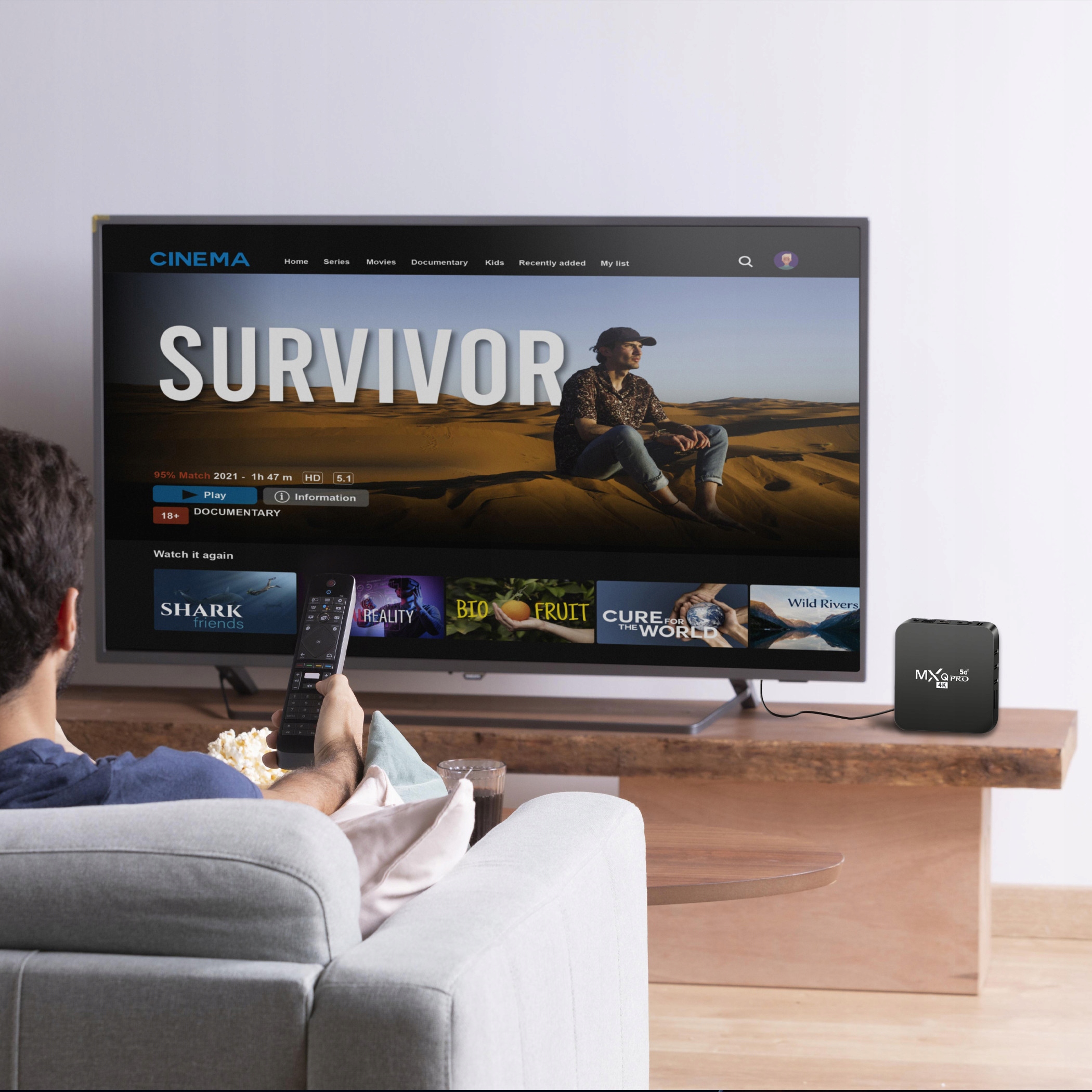 SMART TV BOX 8GB MXQ PRO 4K DEKODER Android 11.1 WIFI MULTIMEDIA + PILOT