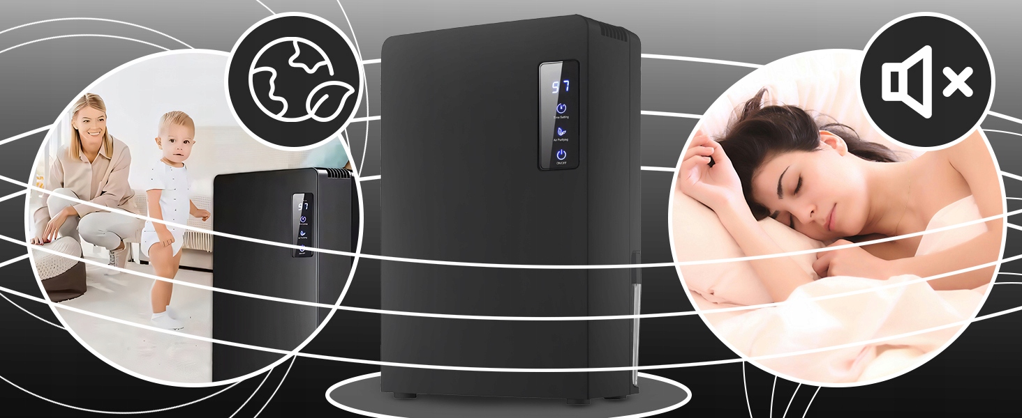 OSUSZACZ POWIETRZA POCHŁANIACZ WILGOCI 2200ml TIMER LCD LED CICHY WYDAJNY