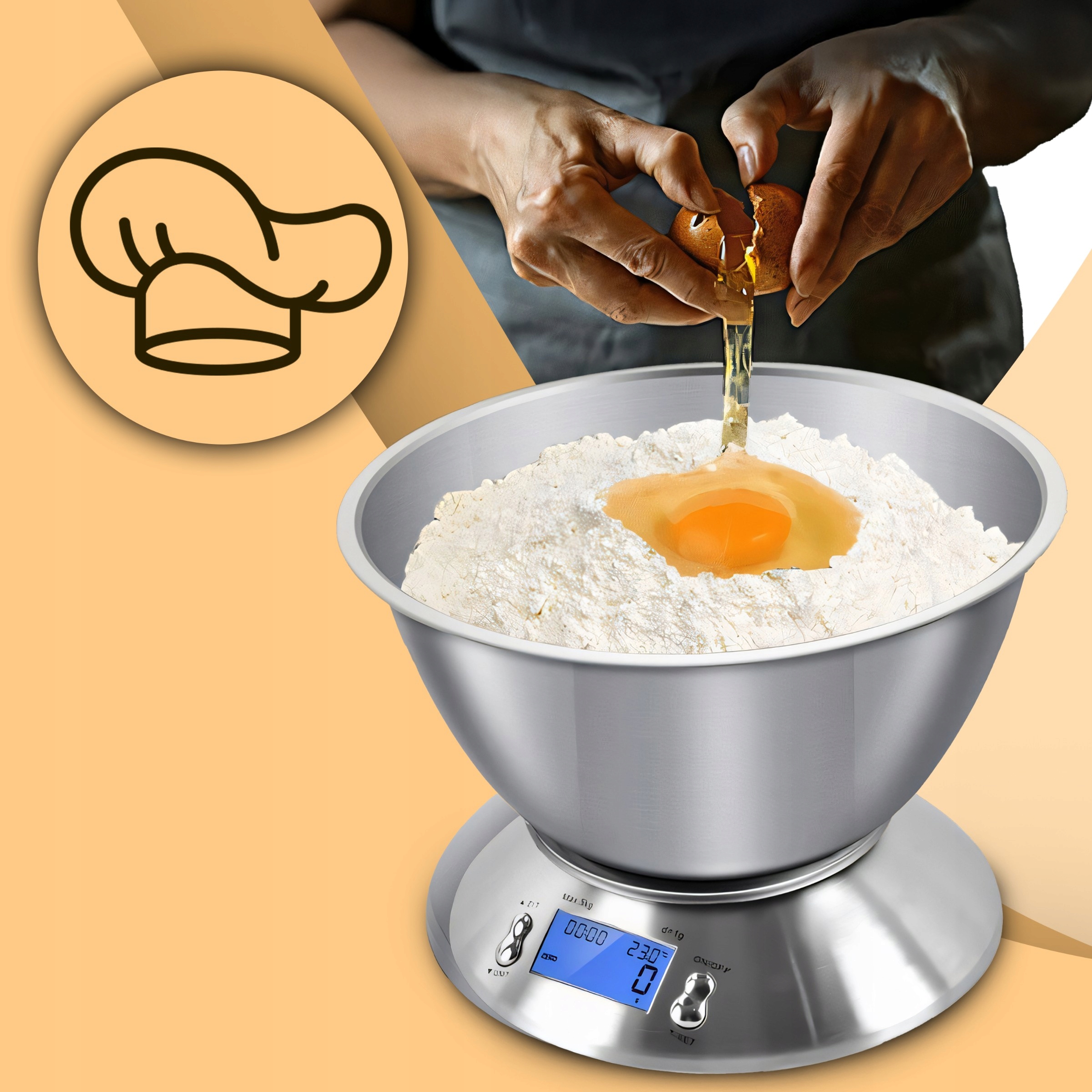 DOKŁADNA WAGA KUCHENNA ELEKTRONICZNA Z MISKĄ 1G-5KG INOX TIMER TERMOMETR