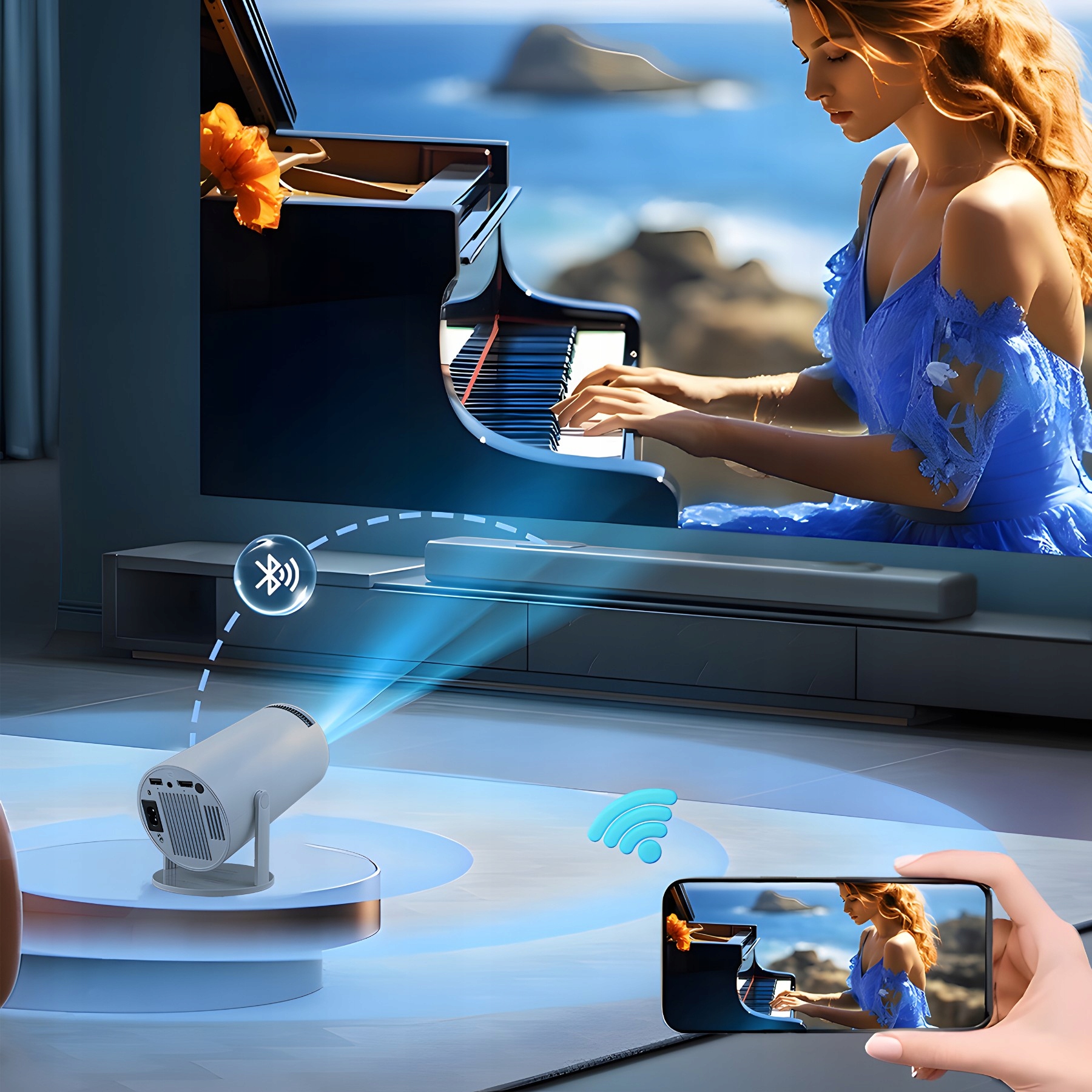 Projektor retoo ER1007 biały