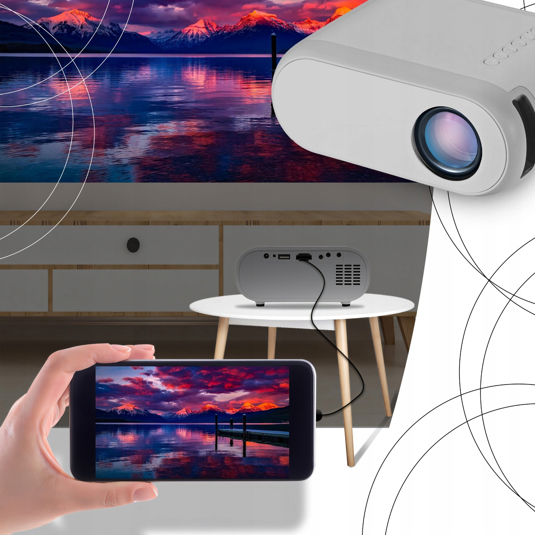 Projektor LCD Retoo ER1160 srebrny