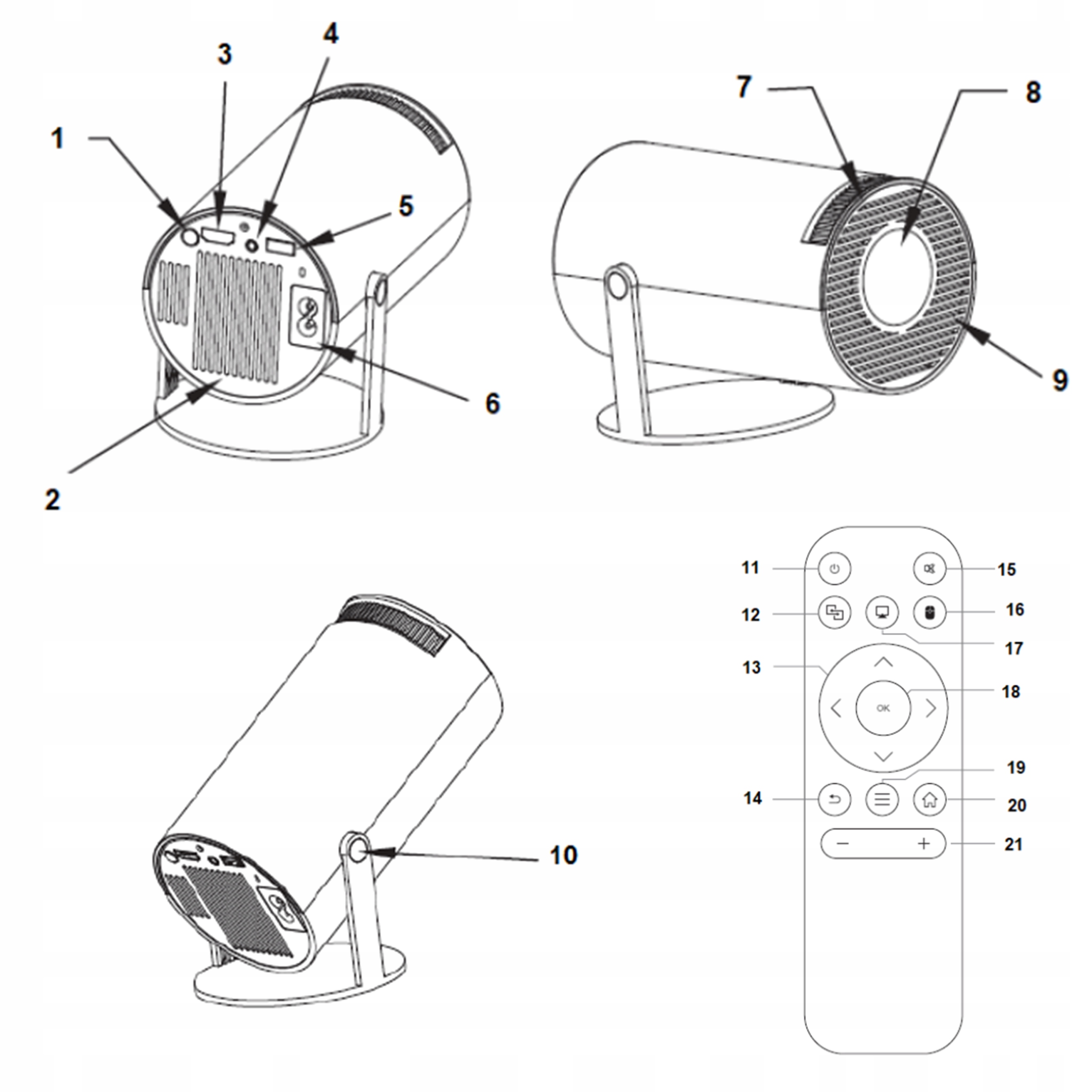 PROJEKTOR RZUTNIK WIFI ANDROID PRZENOŚNY OBROTOWY SMART 4K GŁOŚNIK BT 5.0