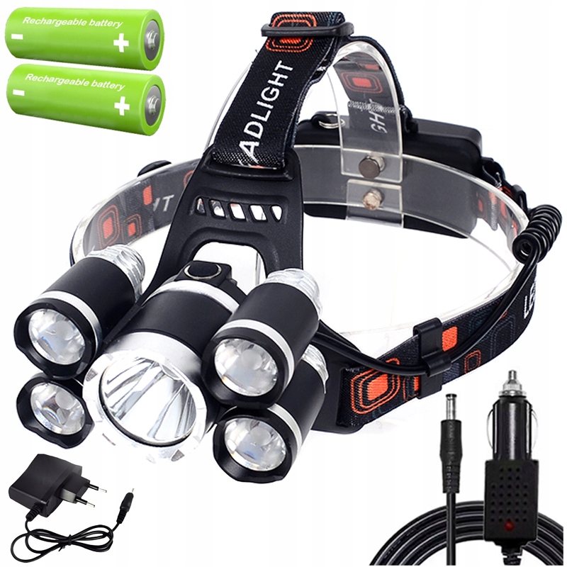 MOCNA LATARKA CZOŁOWA 5x LED CREE XM-L T6 CZOŁÓWKA