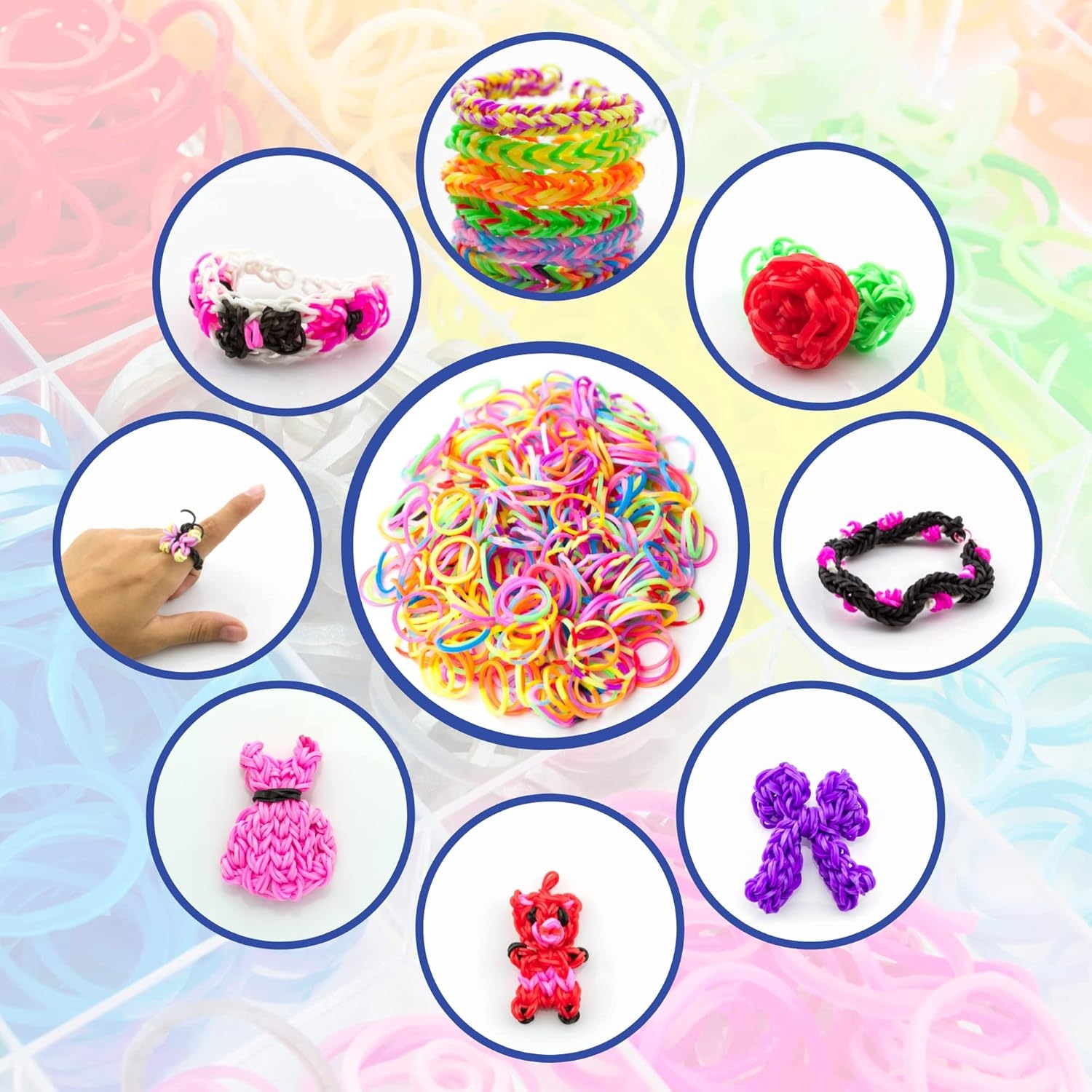 GUMKI DO ROBIENIA BRANSOLETEK DUŻY ZESTAW 6800 ELEMENTÓW XXL DLA DZIECKA