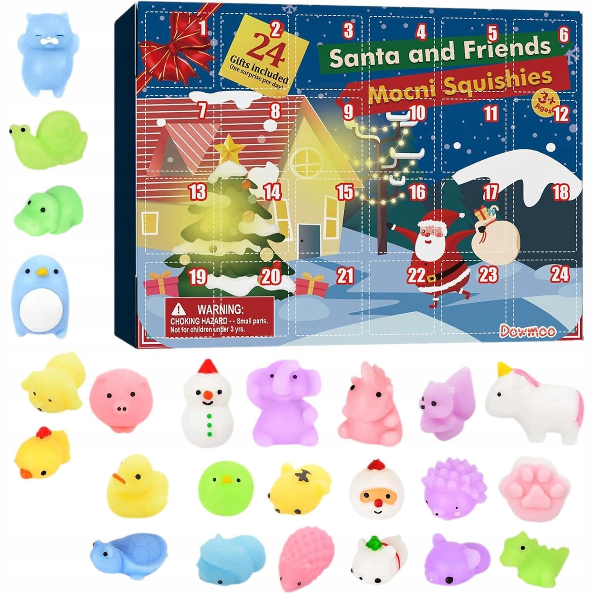 KALENDARZ ADWENTOWY DLA DZIECI ZABAWKI ANTYSTRESOWE GNIOTEK SQUISHY 24 SZT