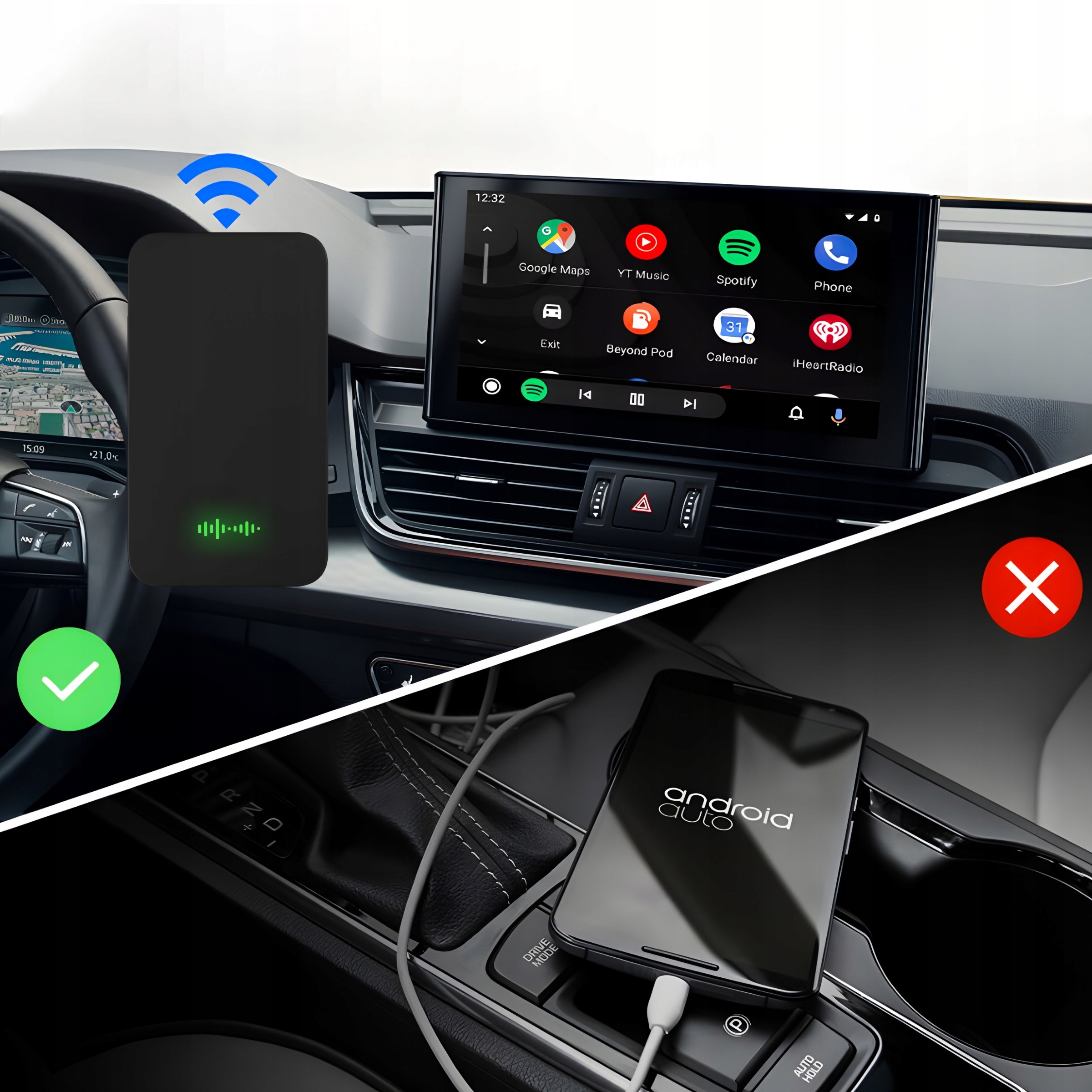 ADAPTER CARPLAY BEZPRZEWODOWY SAMOCHODOWY ANDROID AUTO IPHONE USB