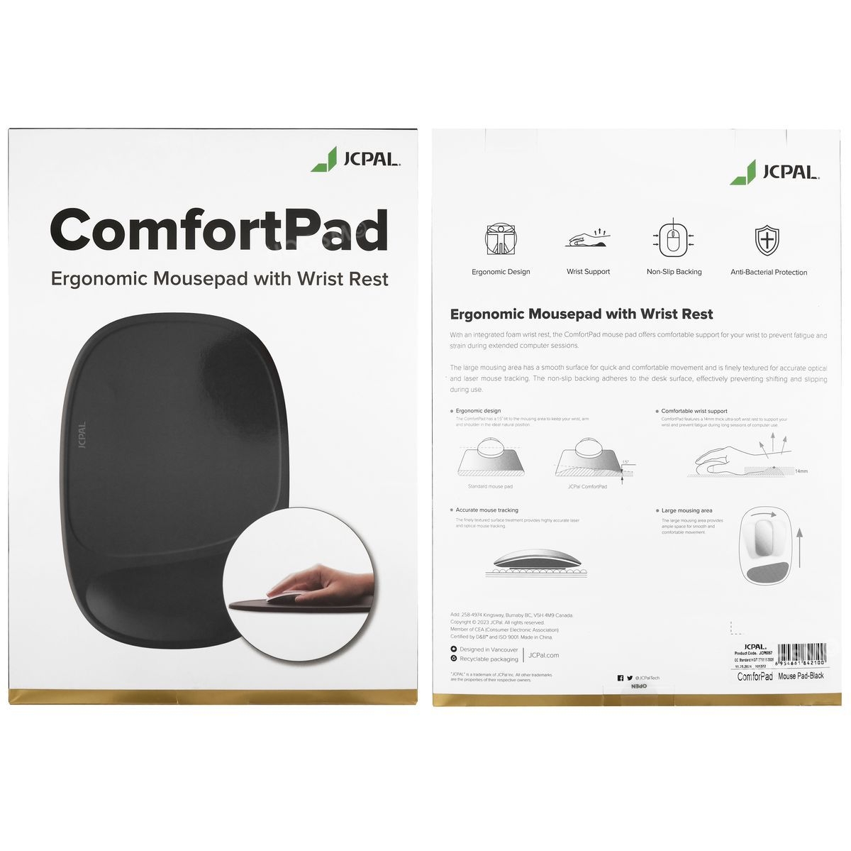 JCPal Ergonomic Mousepad Ergonomiczna Podkładka pod Myszkę Nadgarstek Żel