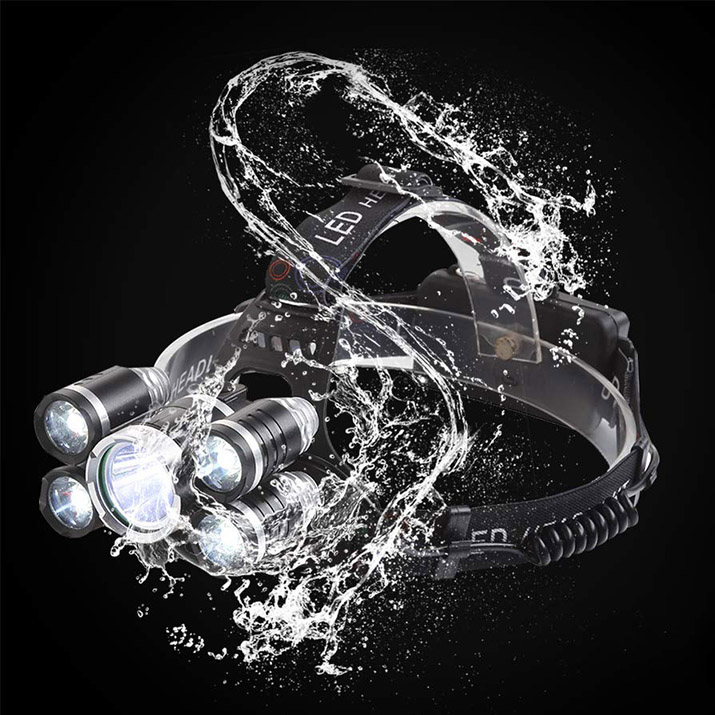 MOCNA LATARKA CZOŁOWA 5x LED CREE XM-L T6 CZOŁÓWKA