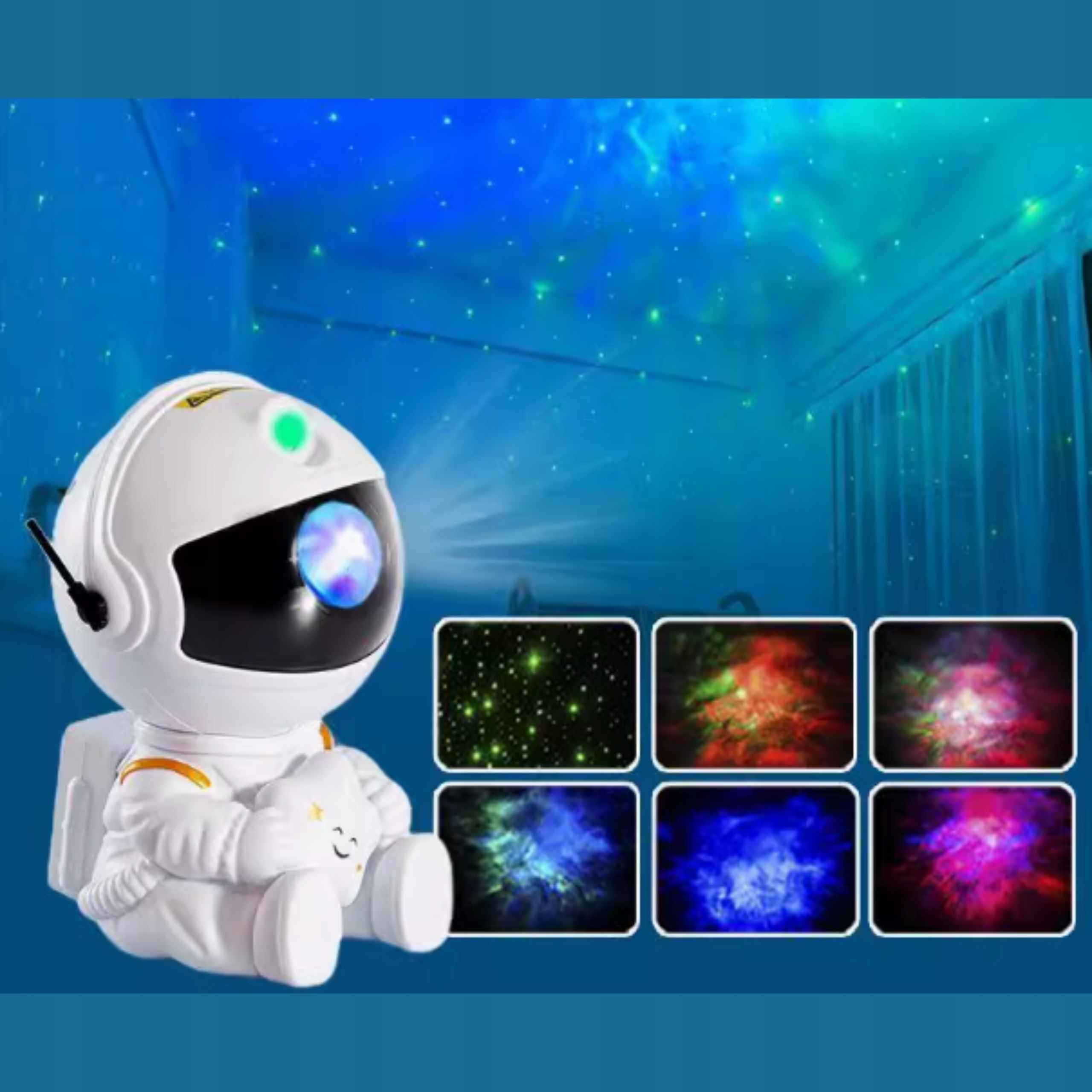 PROJEKTOR GWIAZD Astronauta LAMPKA NOCNA LED dla dzieci RZUTNIK NIEBA PILOT