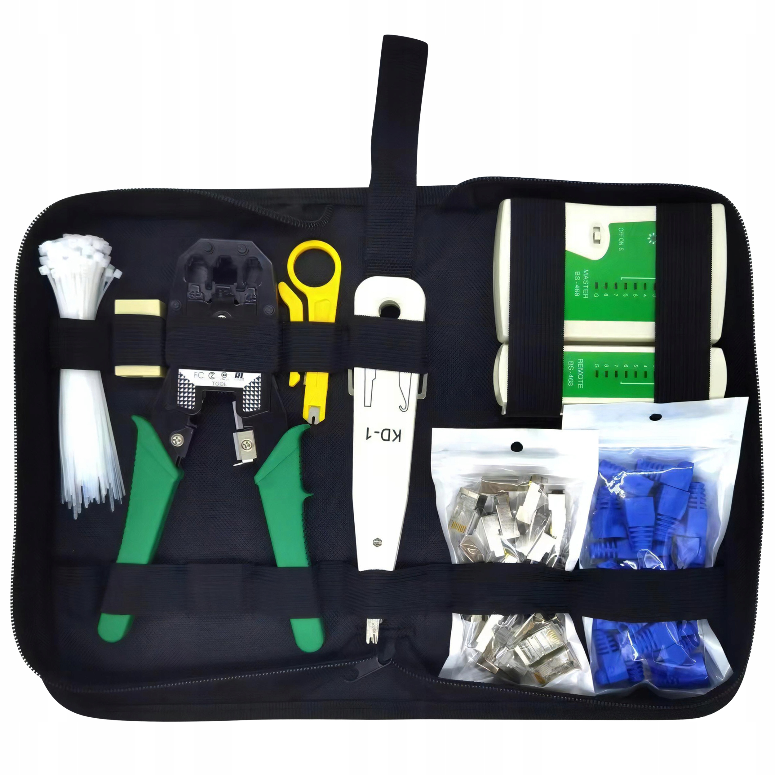 TESTER KABLI RJ45 ściągacz zaciskarka LAN3 zestaw narzędzi sieciowych XXL