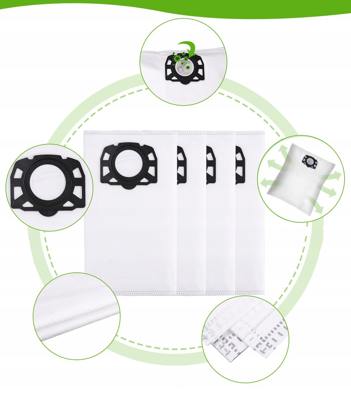 10x WORKI FILTR DO ODKURZACZA KARCHER WD4 WD5 WD6 PREMIUM KWD6 MV4 MV5 MV6