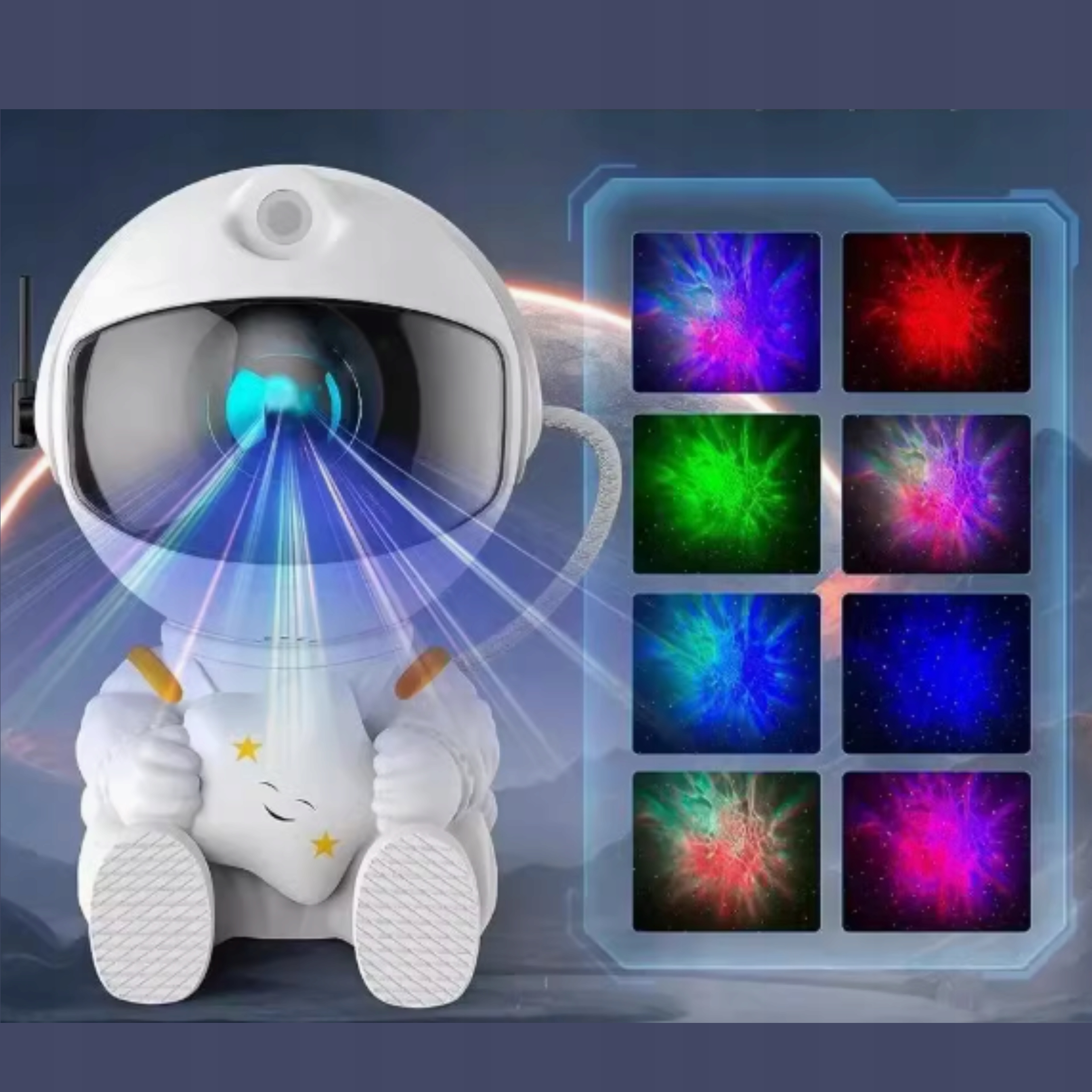 PROJEKTOR GWIAZD Astronauta LAMPKA NOCNA LED dla dzieci RZUTNIK NIEBA PILOT