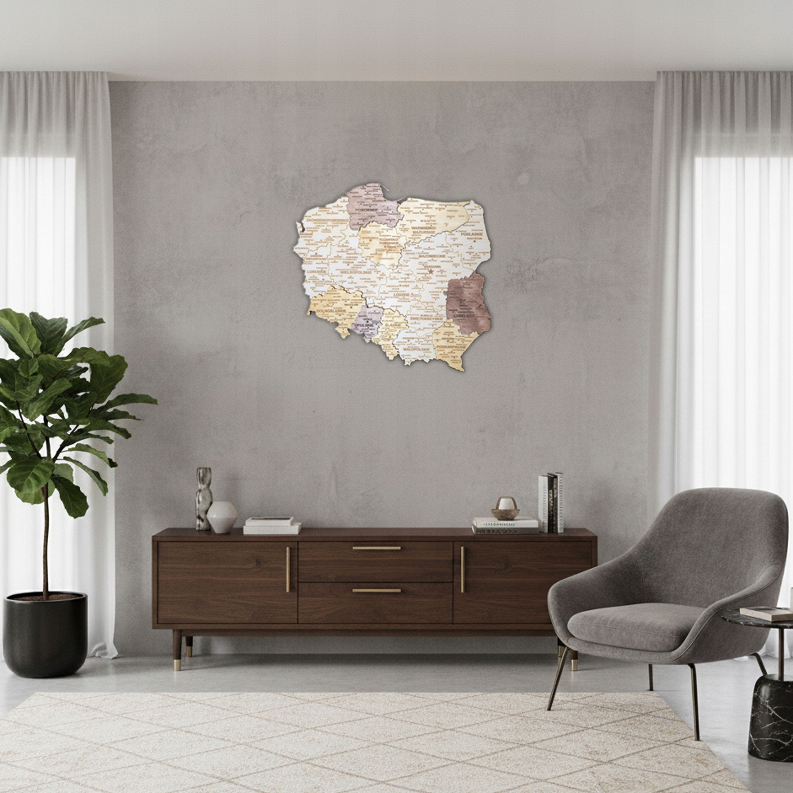 Drewniana Mapa Polski 3D