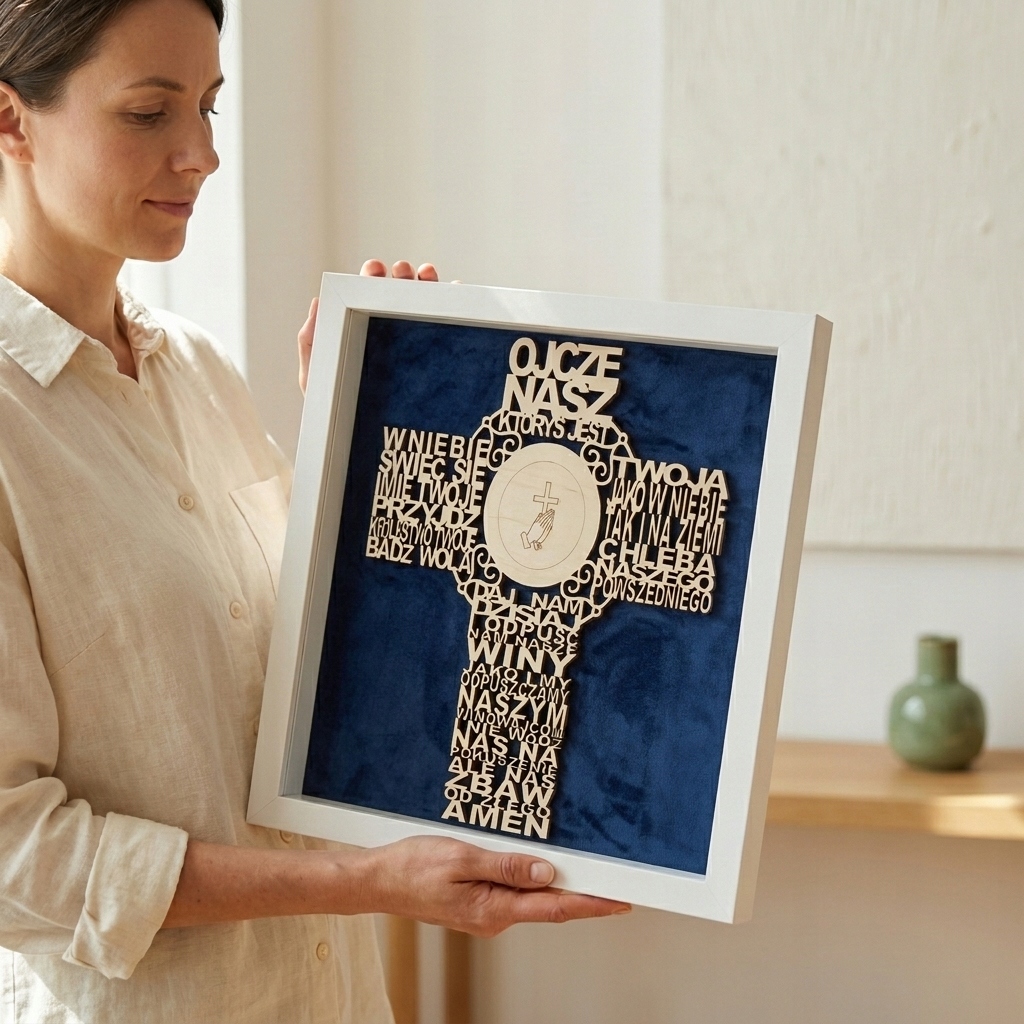 Personalizowany Obraz 3D Ojcze Nasz - Pamiątka Komunii