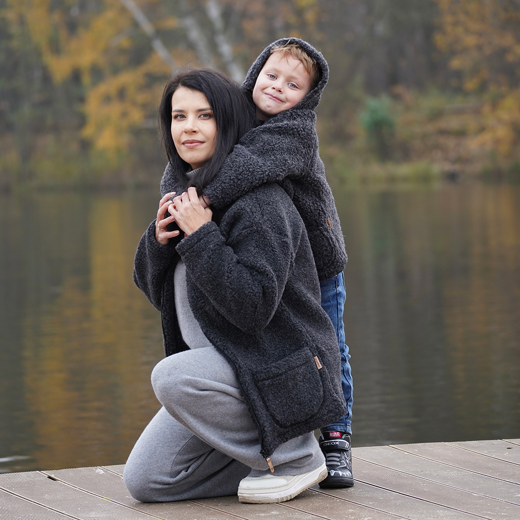 Kurtka damska z naturalną wełną Zoya Nevada Anthracite – dodatkowe ujęcie