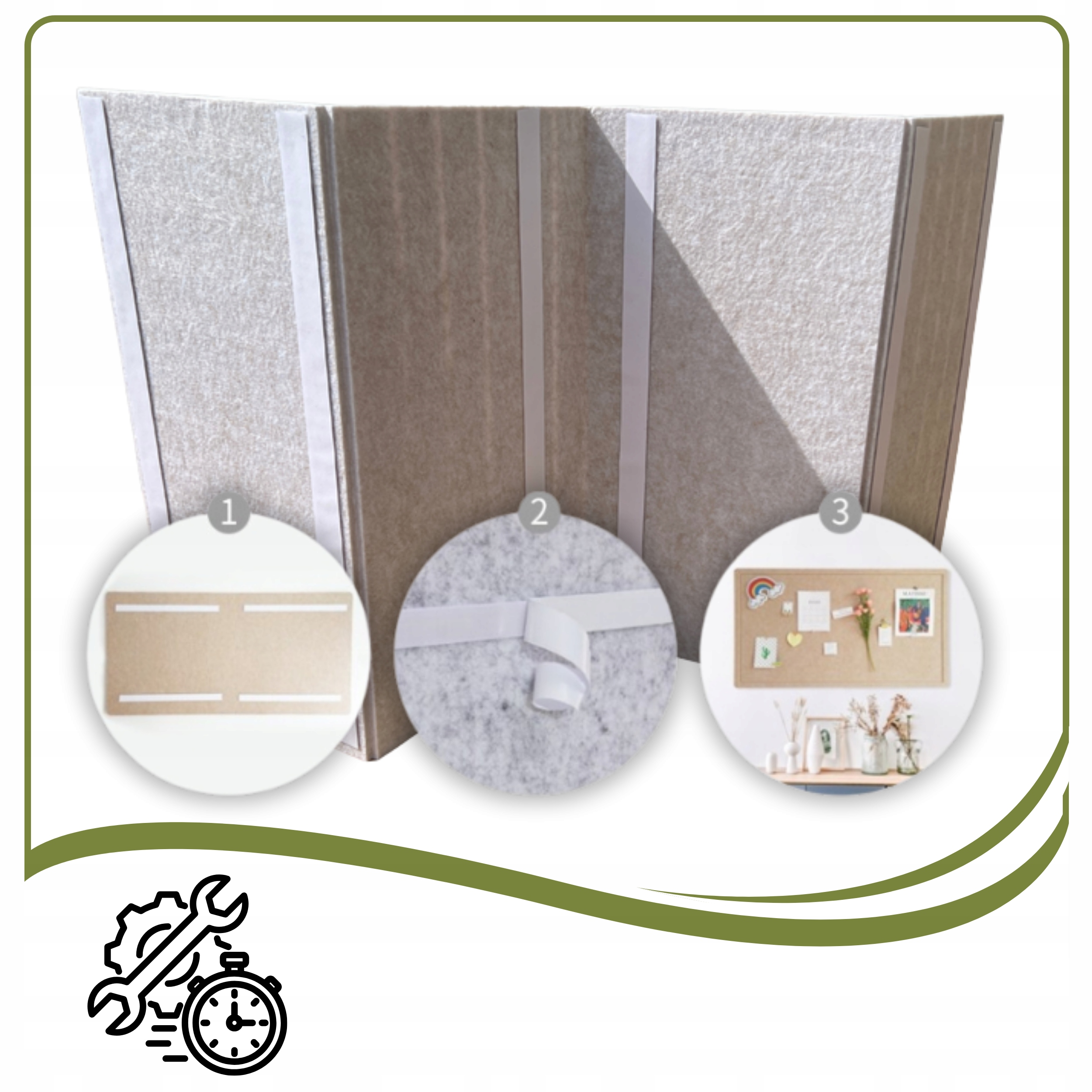 LAMELE panele ścienne 3D naklejka 60x120cm filc Jasny beż 03 + PINEZKI