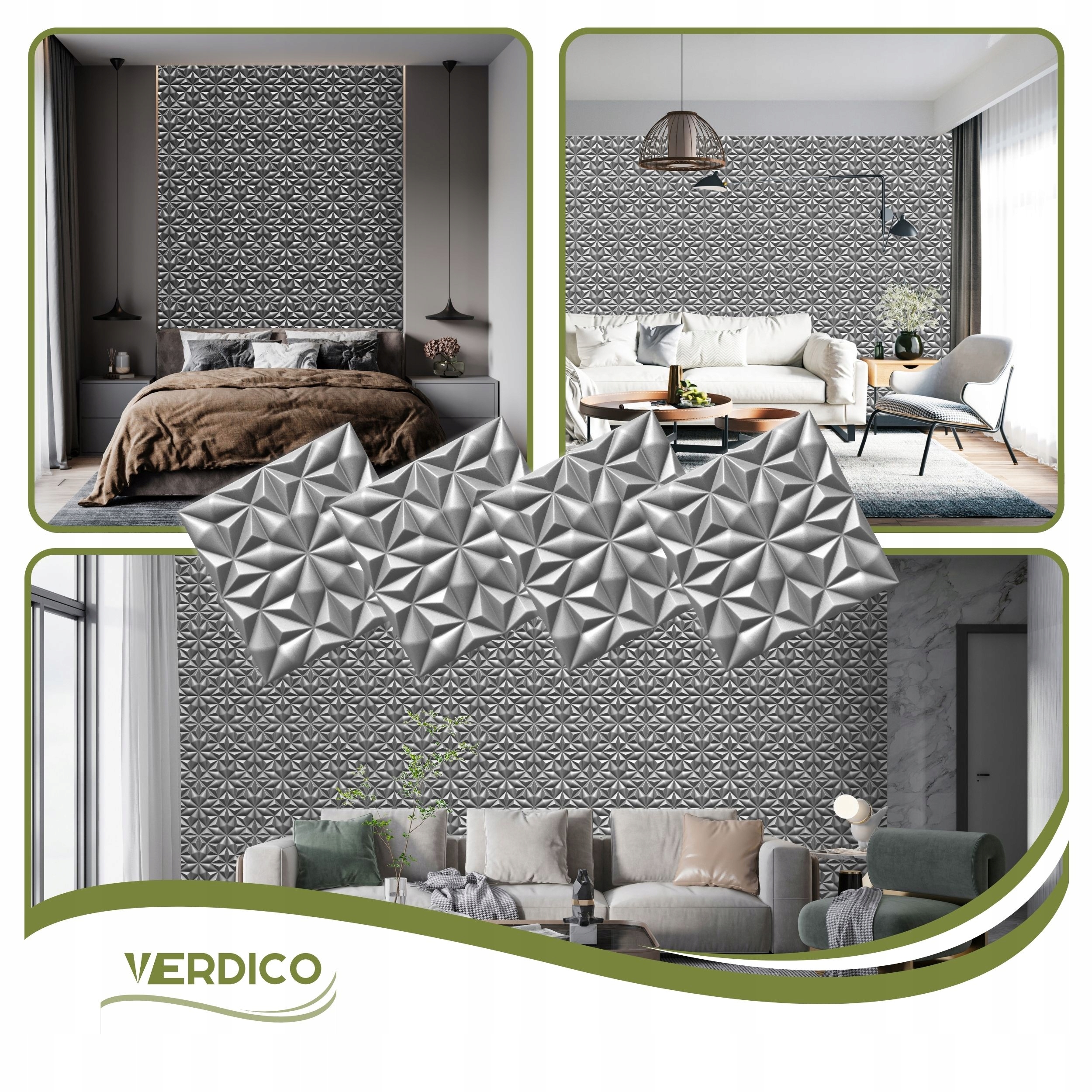 Kaseton Ścienny Sufitowy 3D SZARE Panele Ścienne 50x50 0,25m2 Onyx