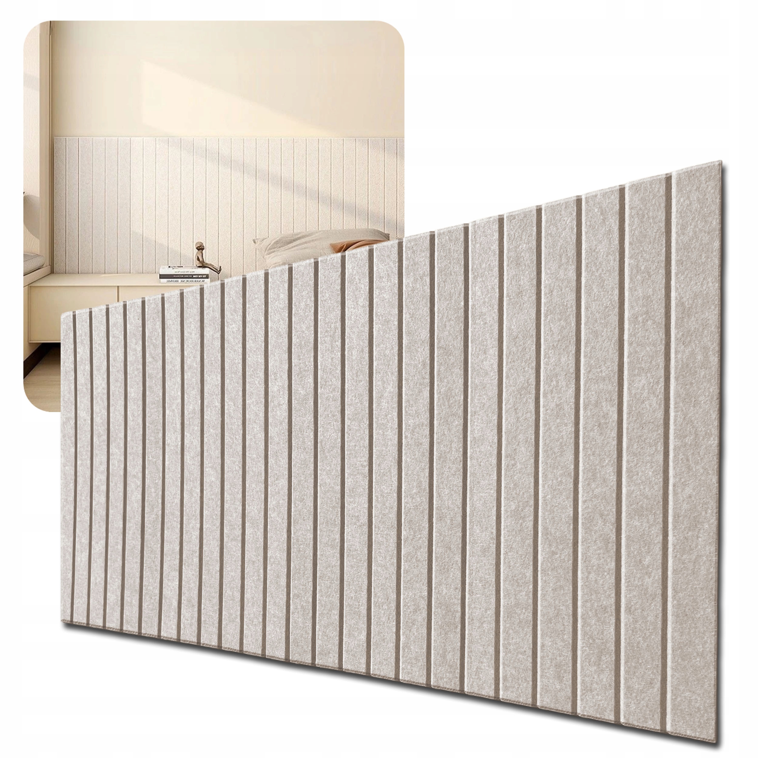 LAMELE panele ścienne 3D naklejka 60x120cm filc Jasny beż 03 + PINEZKI