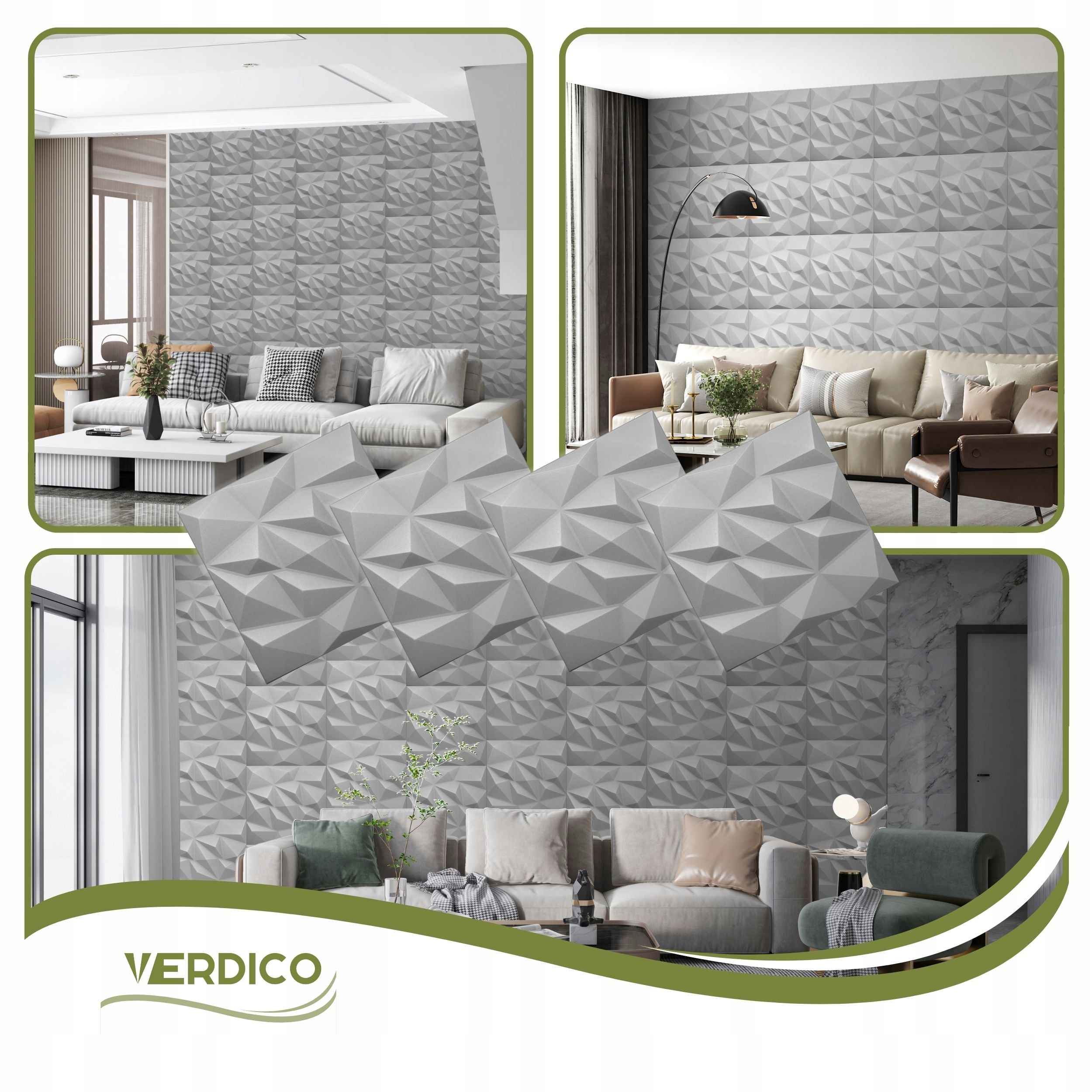 Kaseton Ścienny Sufitowy 3D SZARE Panele Ścienne 50x50 0,25m2 BRYLANT