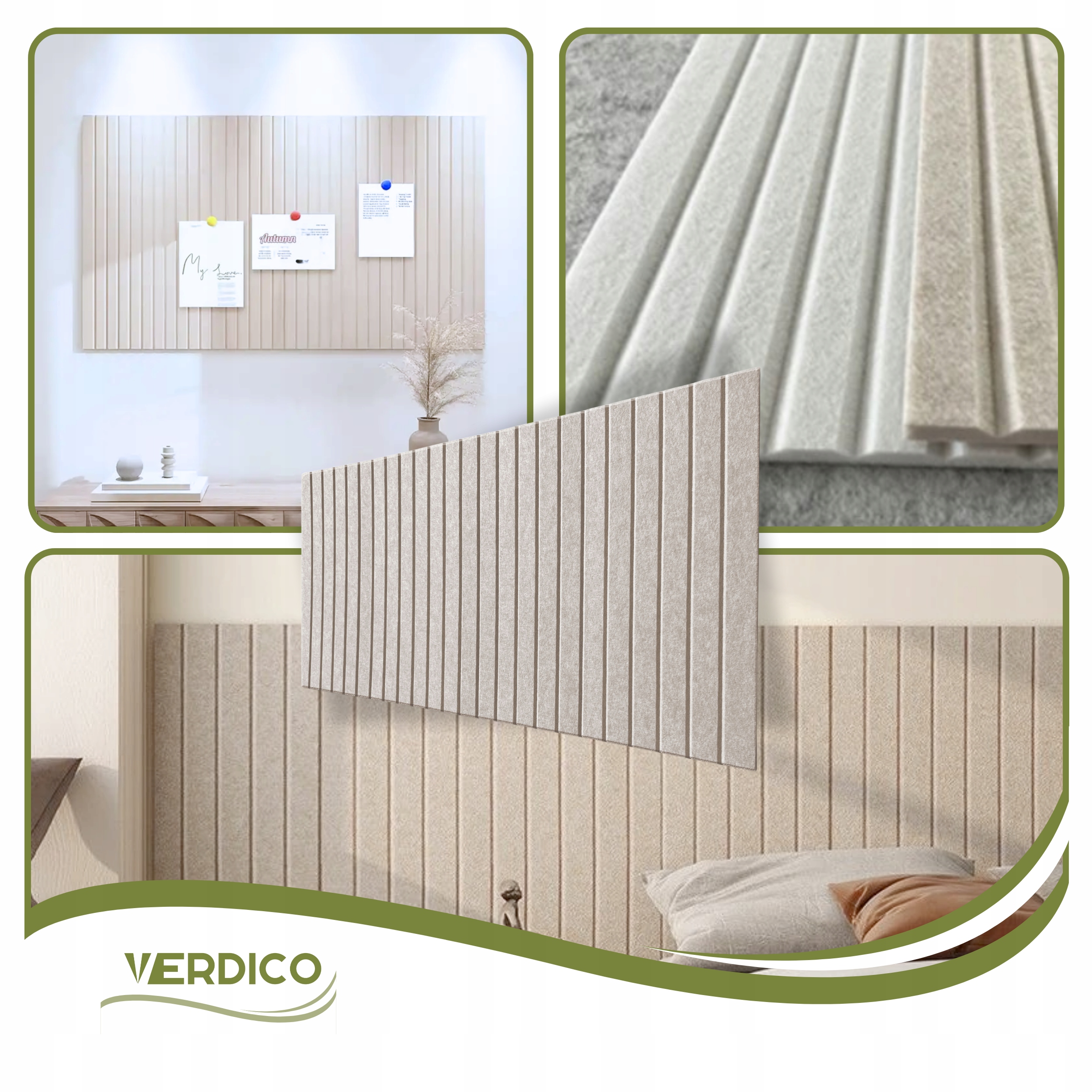 LAMELE panele ścienne 3D naklejka 60x120cm filc Jasny beż 03 + PINEZKI