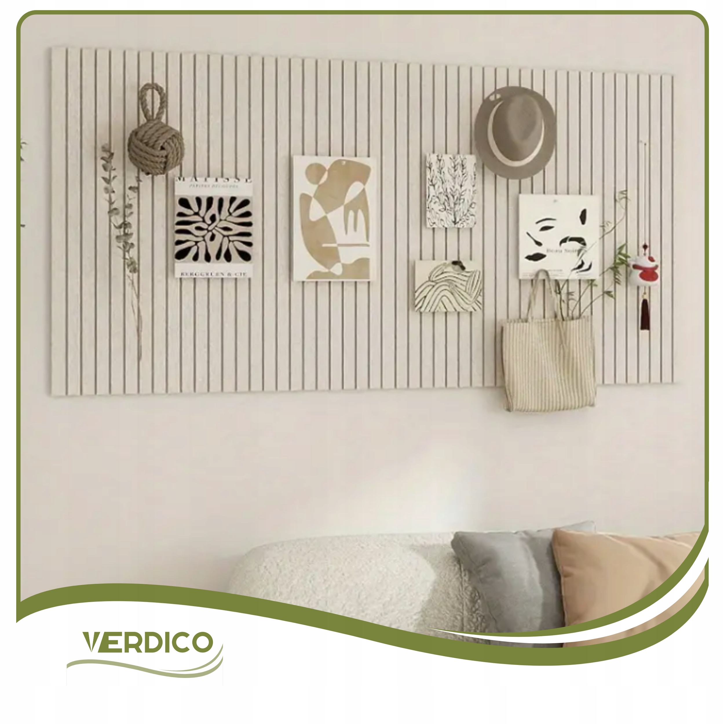 LAMELE panele ścienne 3D naklejka 60x120cm filc Jasny beż 03 + PINEZKI