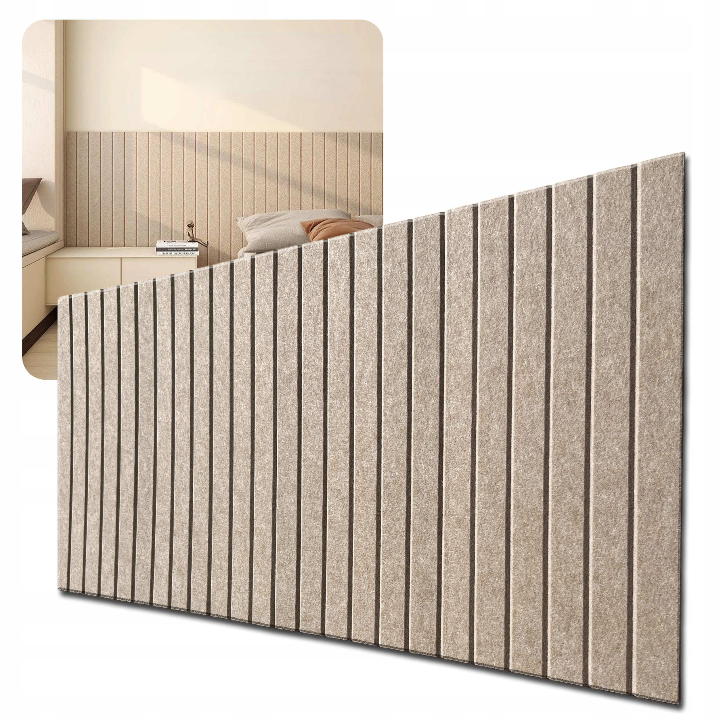 Panele ścienne LAMELE FILCOWE 3D 60x120cm filc CIEMNY BEŻ 29 + PINEZKI