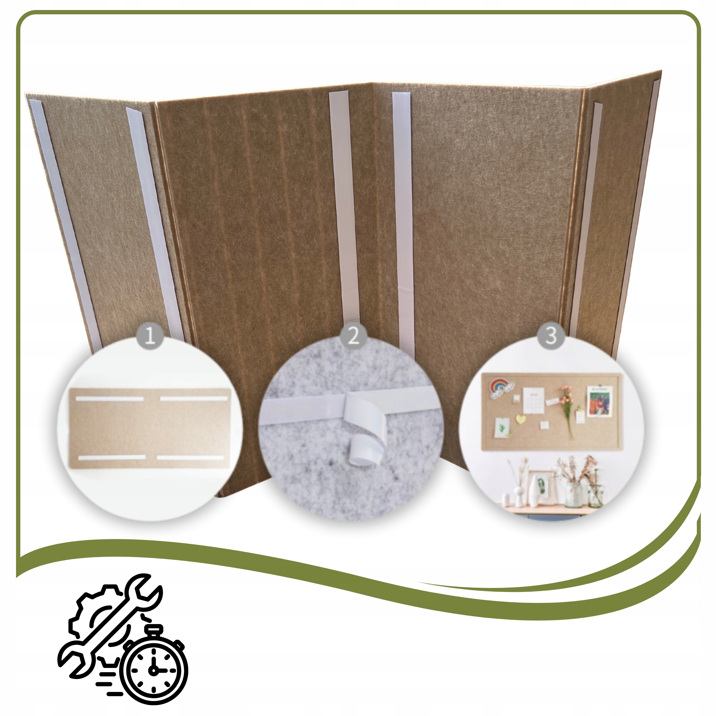 Panele ścienne LAMELE FILCOWE 3D 60x120cm filc CIEMNY BEŻ 29 + PINEZKI