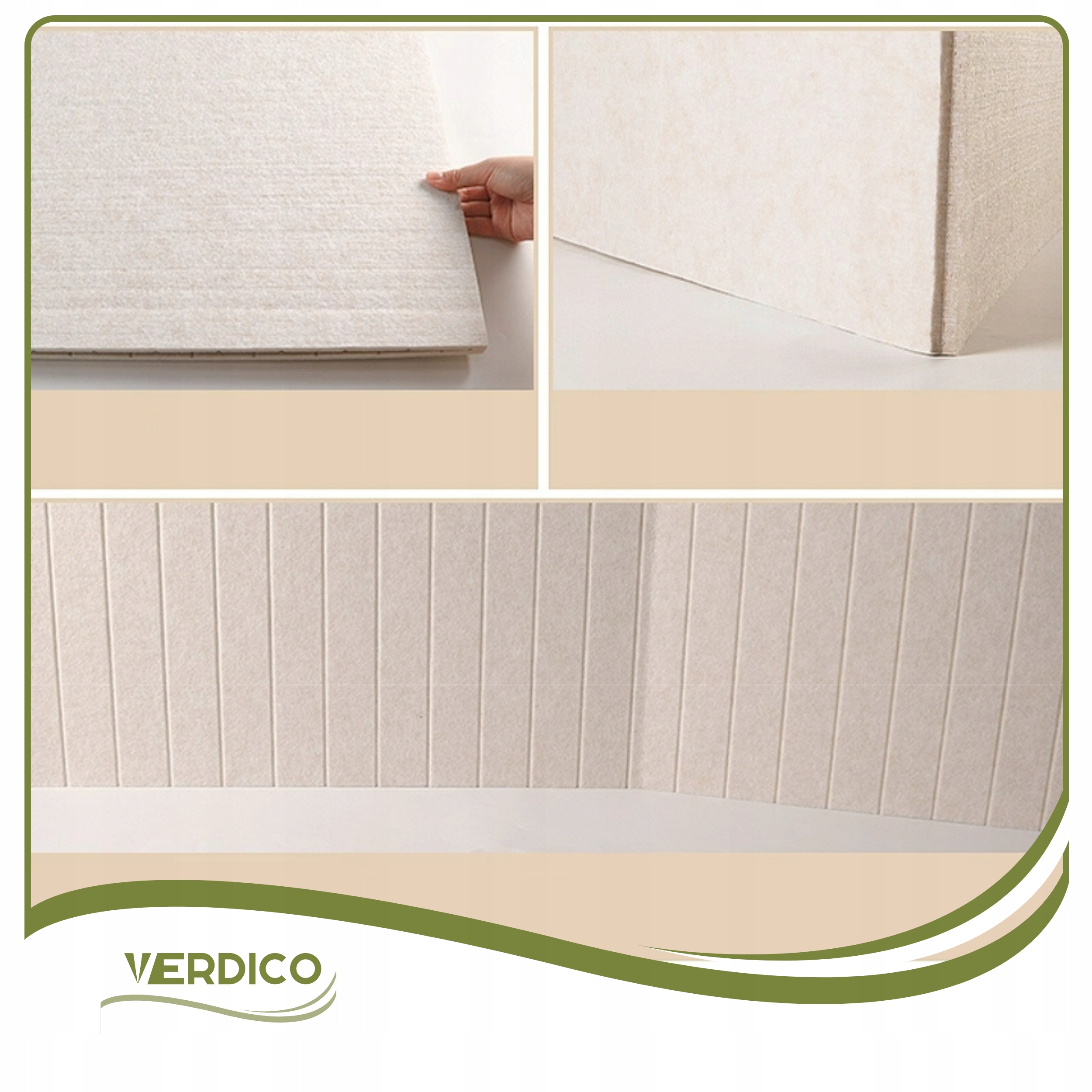 LAMELE panele ścienne 3D naklejka 60x120cm filc Jasny beż 03 + PINEZKI