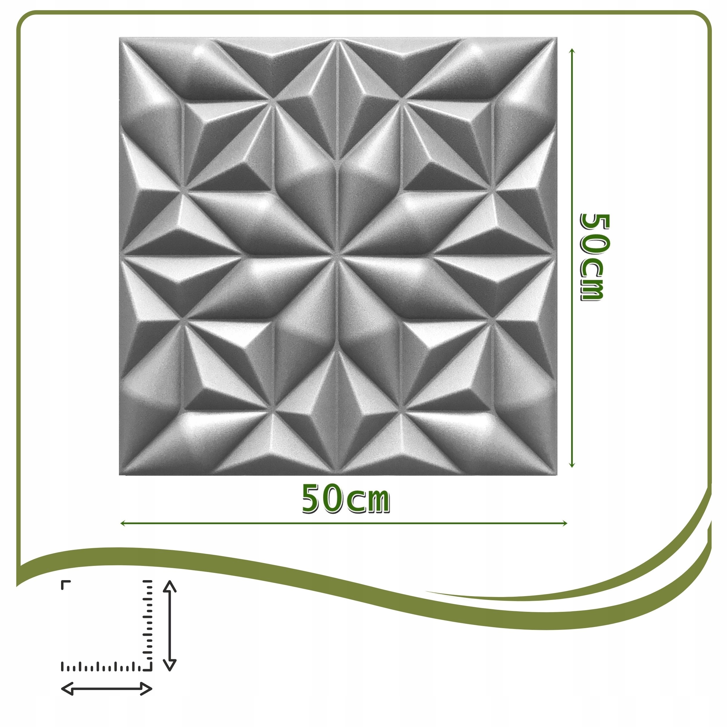 Kaseton Ścienny Sufitowy 3D SZARE Panele Ścienne 50x50 0,25m2 Onyx