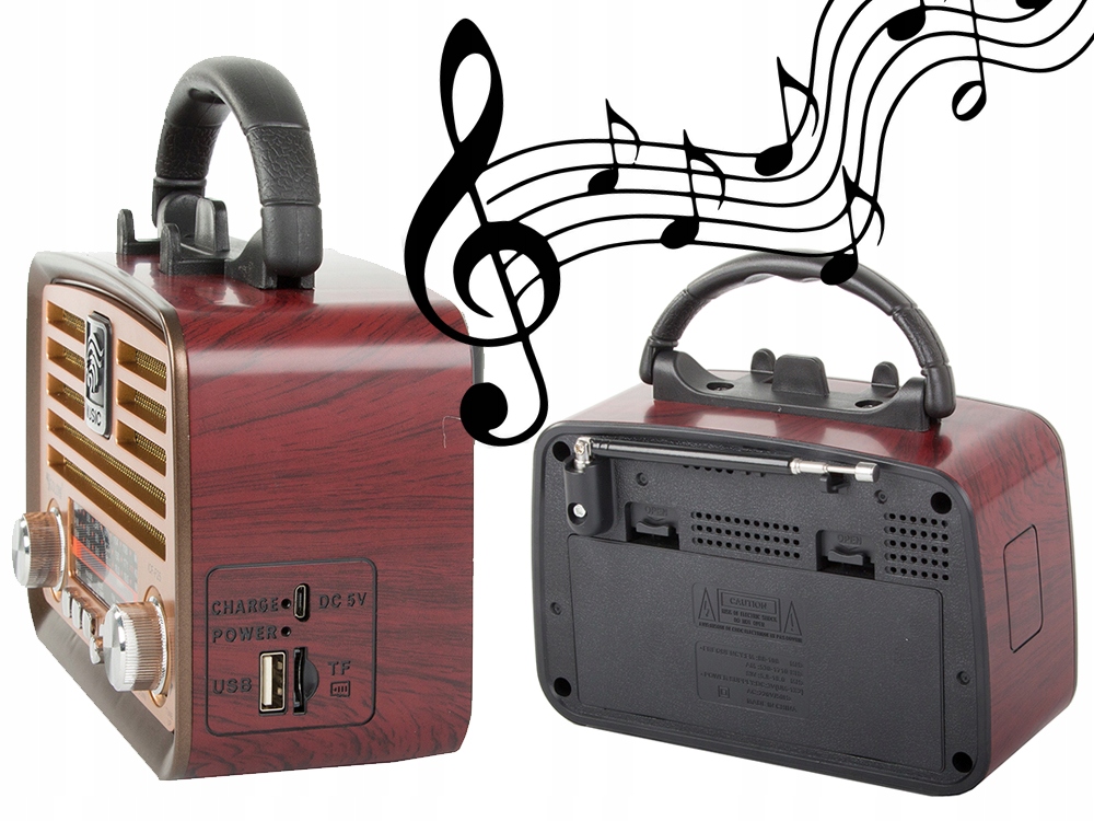 Stylowe radio kuchenne retro Bluetooth USB FM AM akumulator antena