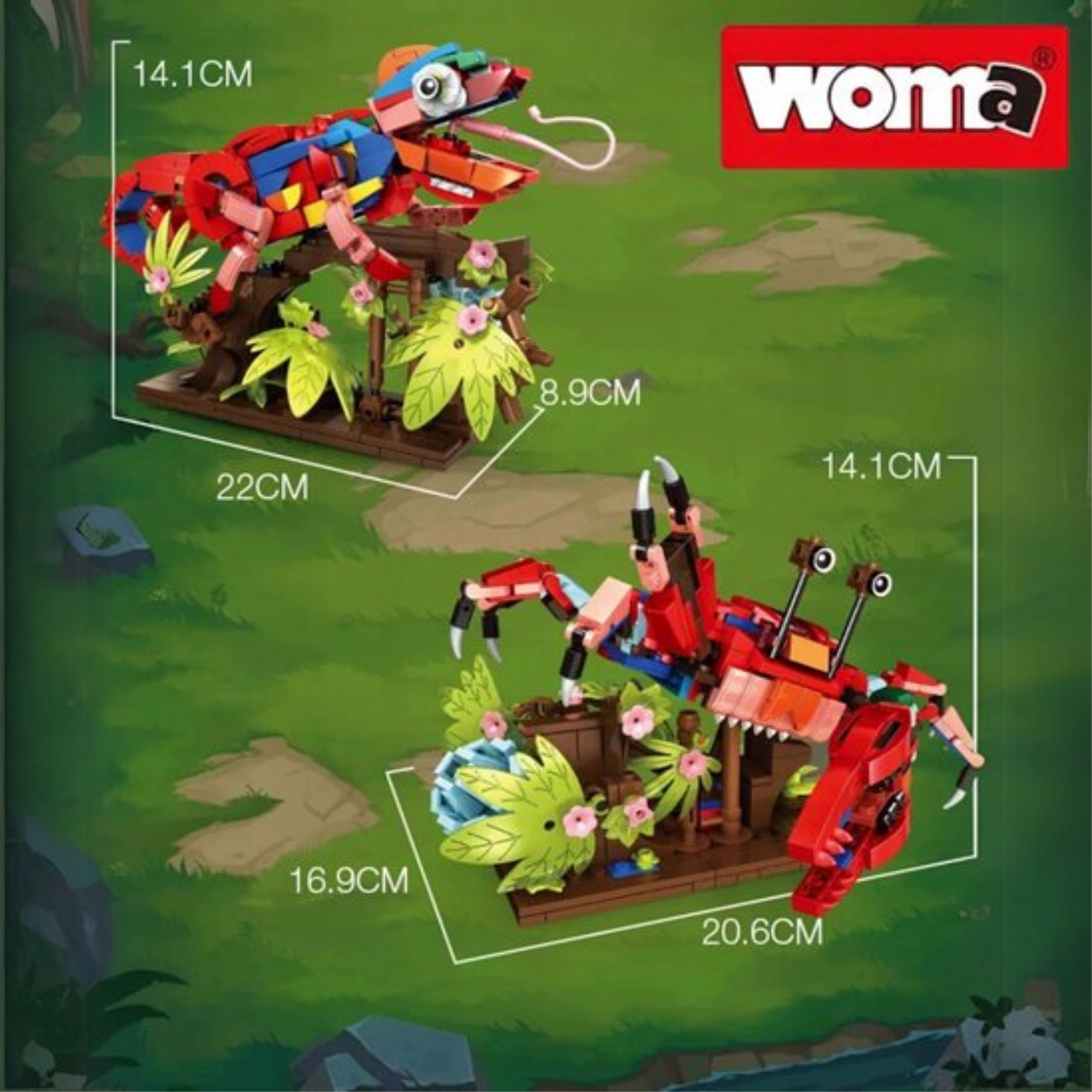 Klocki konstrukcyjne 3w1 Papuga Kameleon Krab Creator zestaw 538 elementów