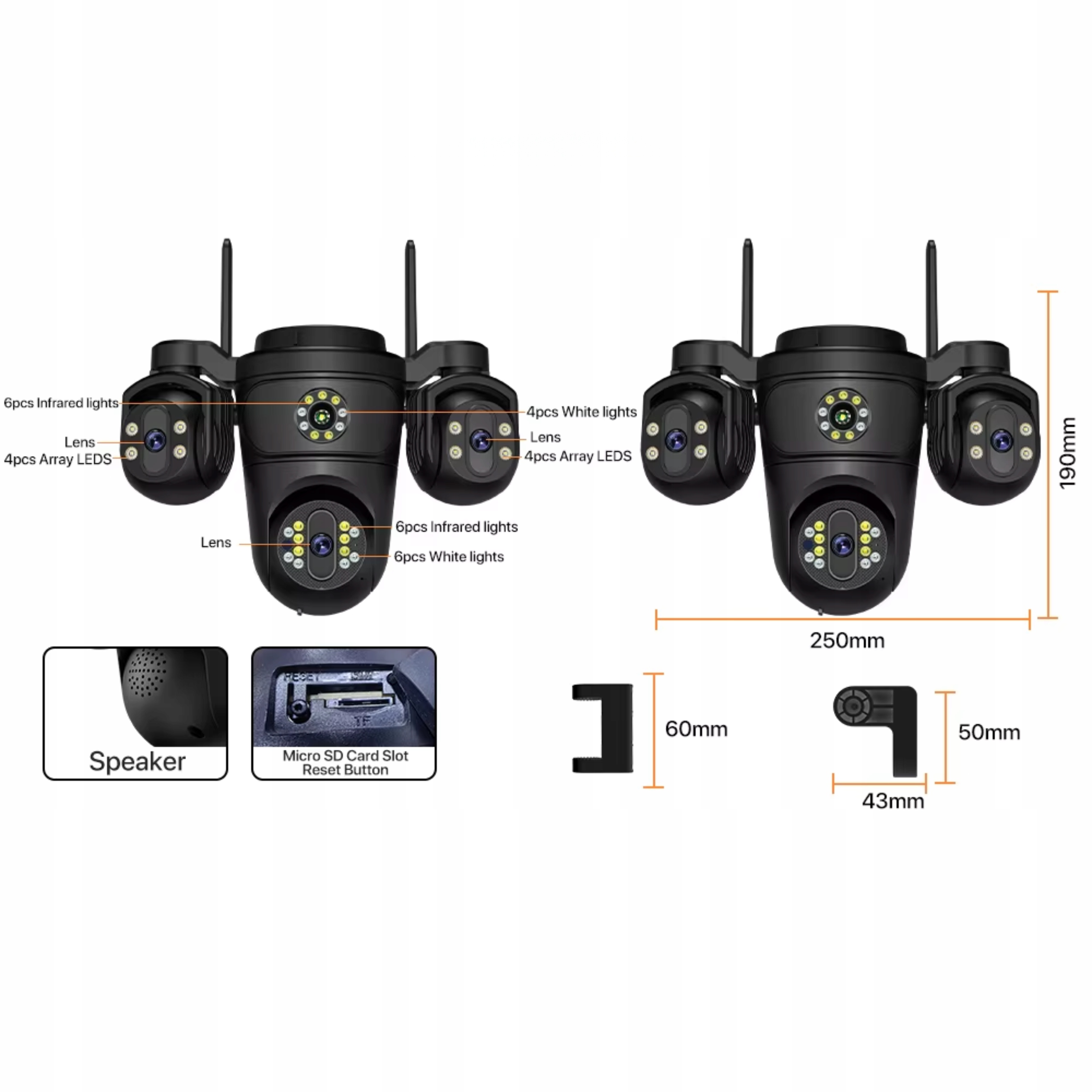 Kamera zewnętrzna WiFi 15MP 4 obiektywy 4 zoom Auto Track PTZ IP66 MIKROFON