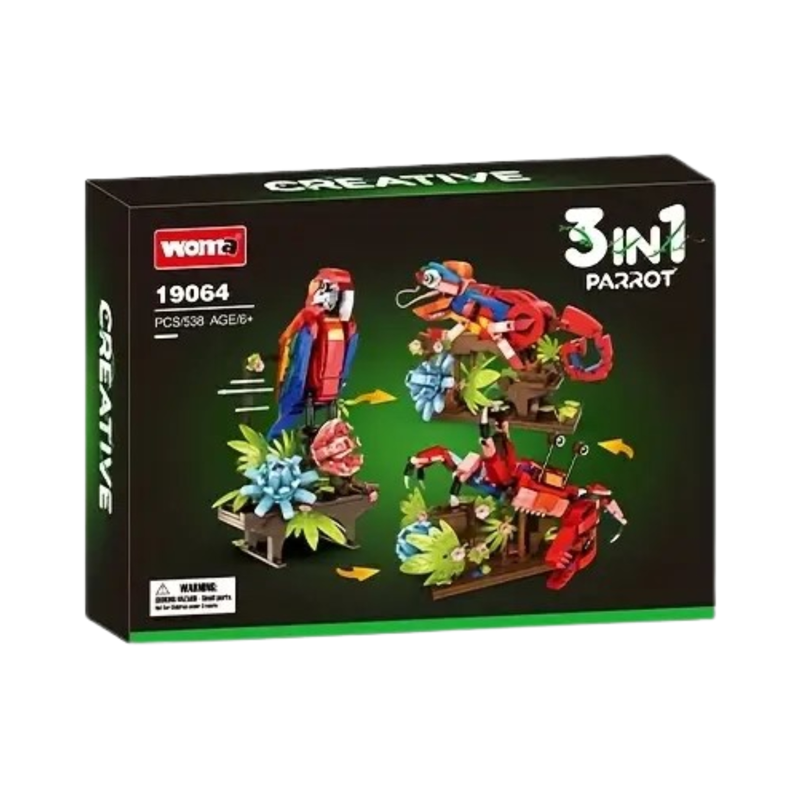 Klocki konstrukcyjne 3w1 Papuga Kameleon Krab Creator zestaw 538 elementów