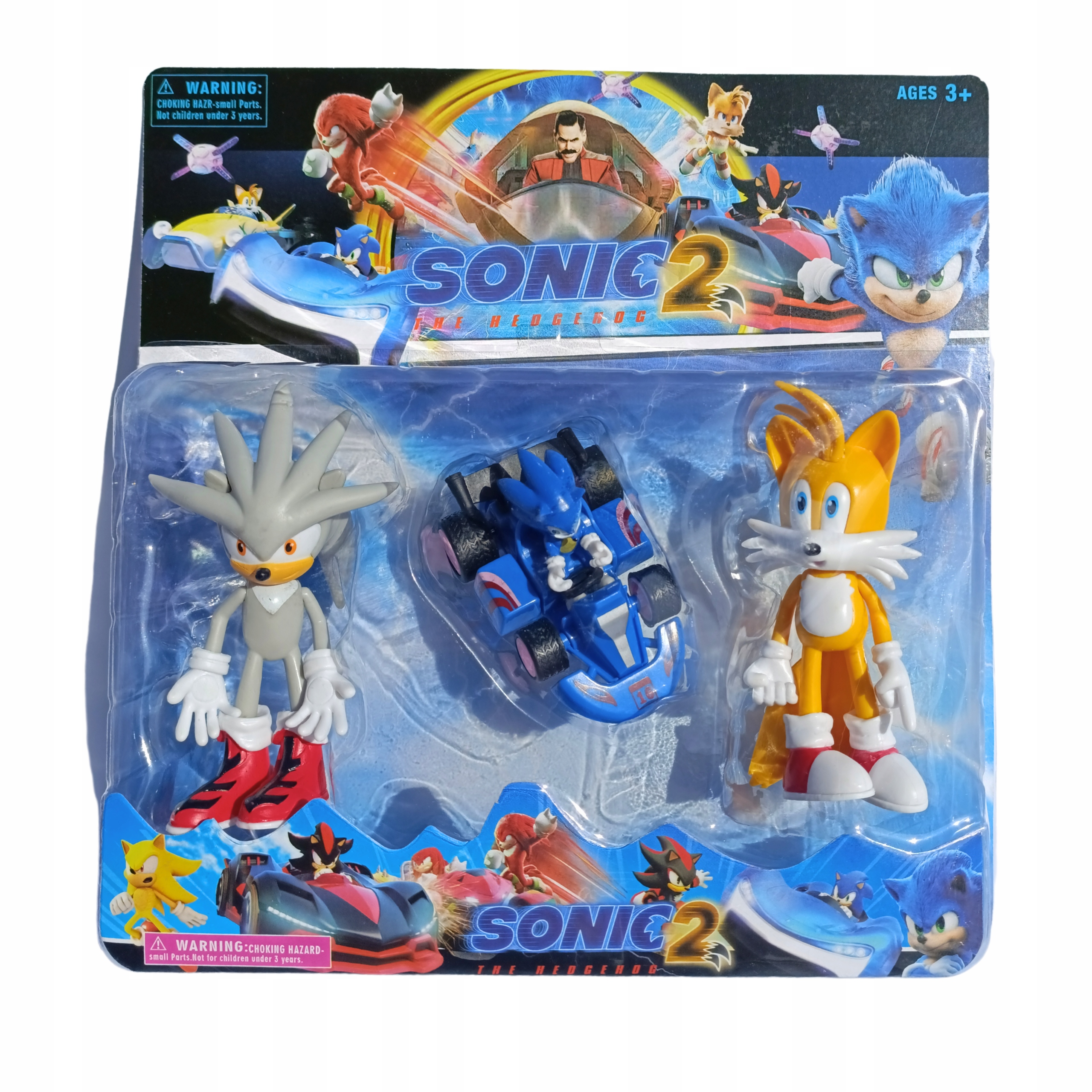 SONIC THE HEDGEHOG 3 SZTUKI FIGURKI AKCJI duże 12 CM z autkiem